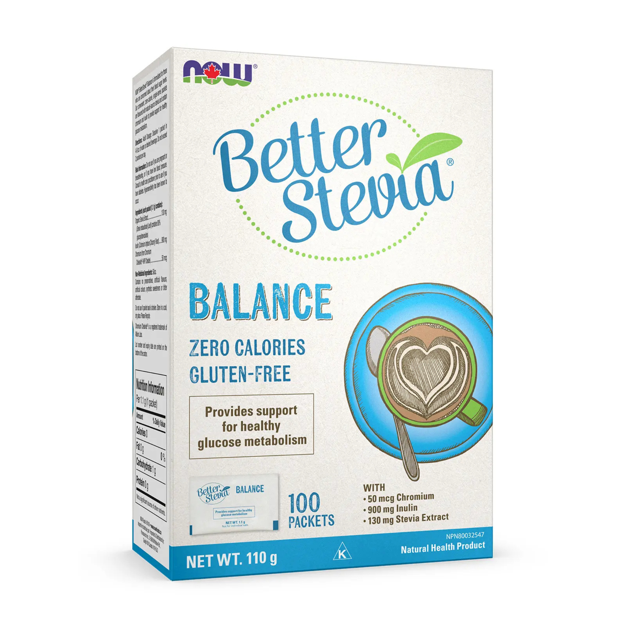 Now - Better Stevia Balance W/ Chromium & Inulin - 100 Packets