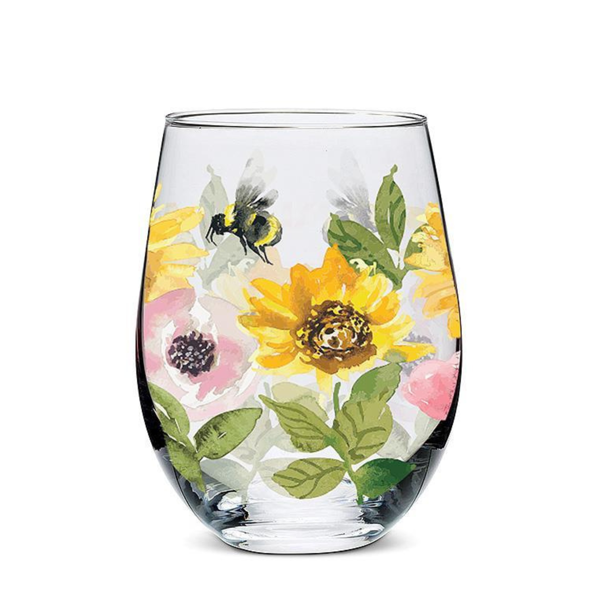 Abbott - Sunflowers & Bees Stemless Wine Glass