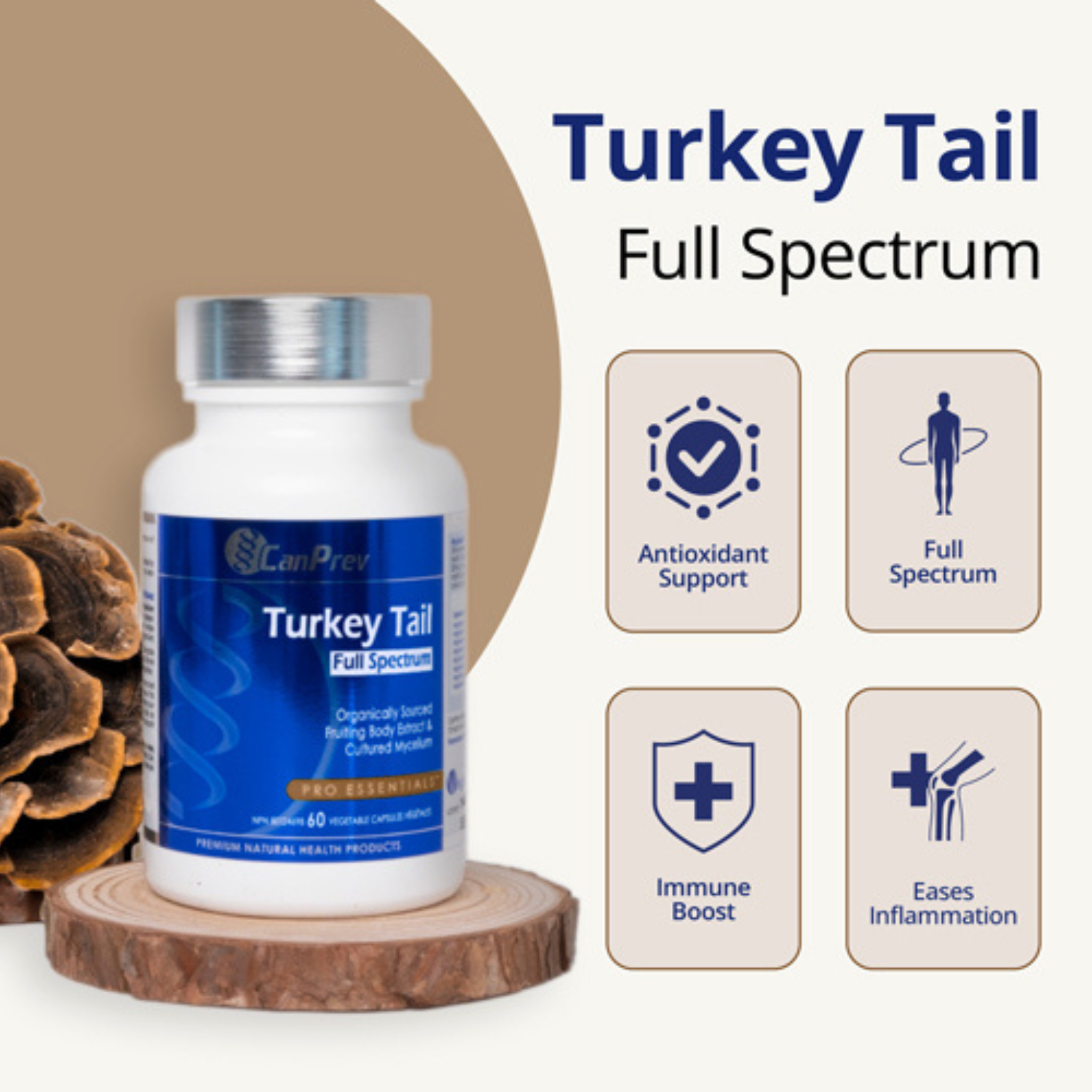 CanPrev - Turkey Tail Full Spectrum - 60 Veg Capsules