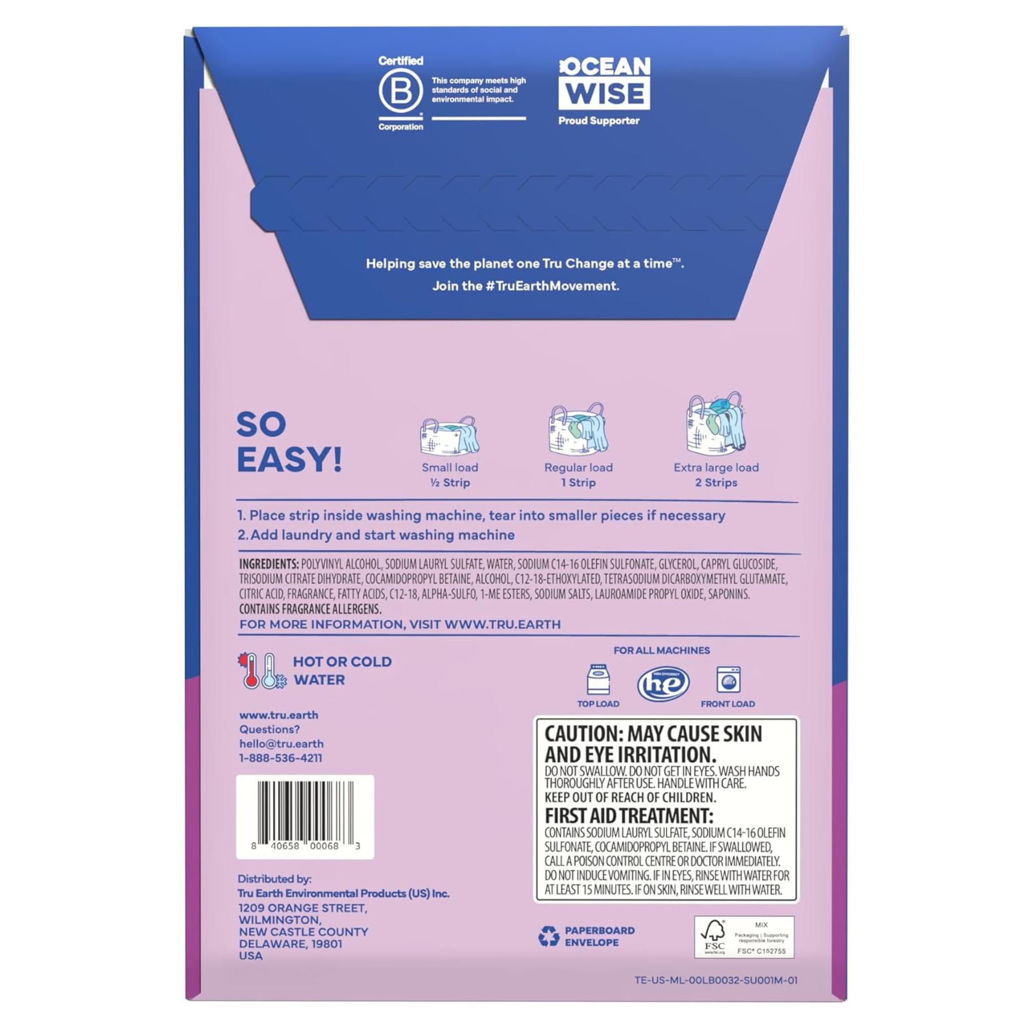 Tru Earth - Eco-Strips Laundry Detergent Lilac Breeze - 32 Strips