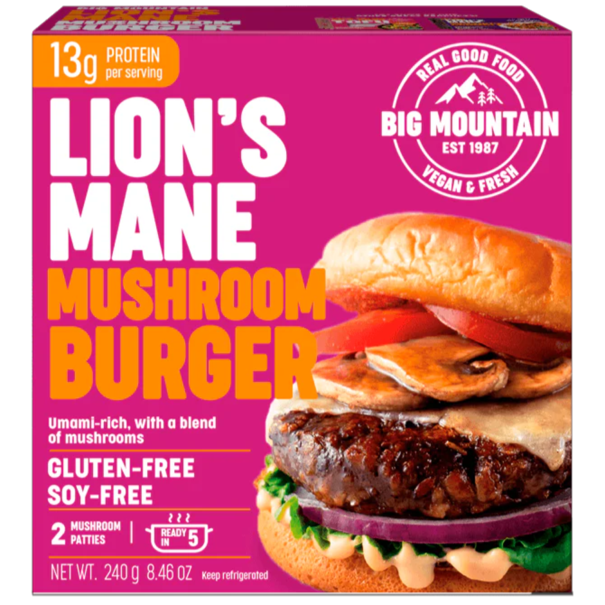Big Mountain Foods - Lion's Mane Mushroom Burger Frozen - 2pk 240g (DSL IN STORE PICKUP ONLY)