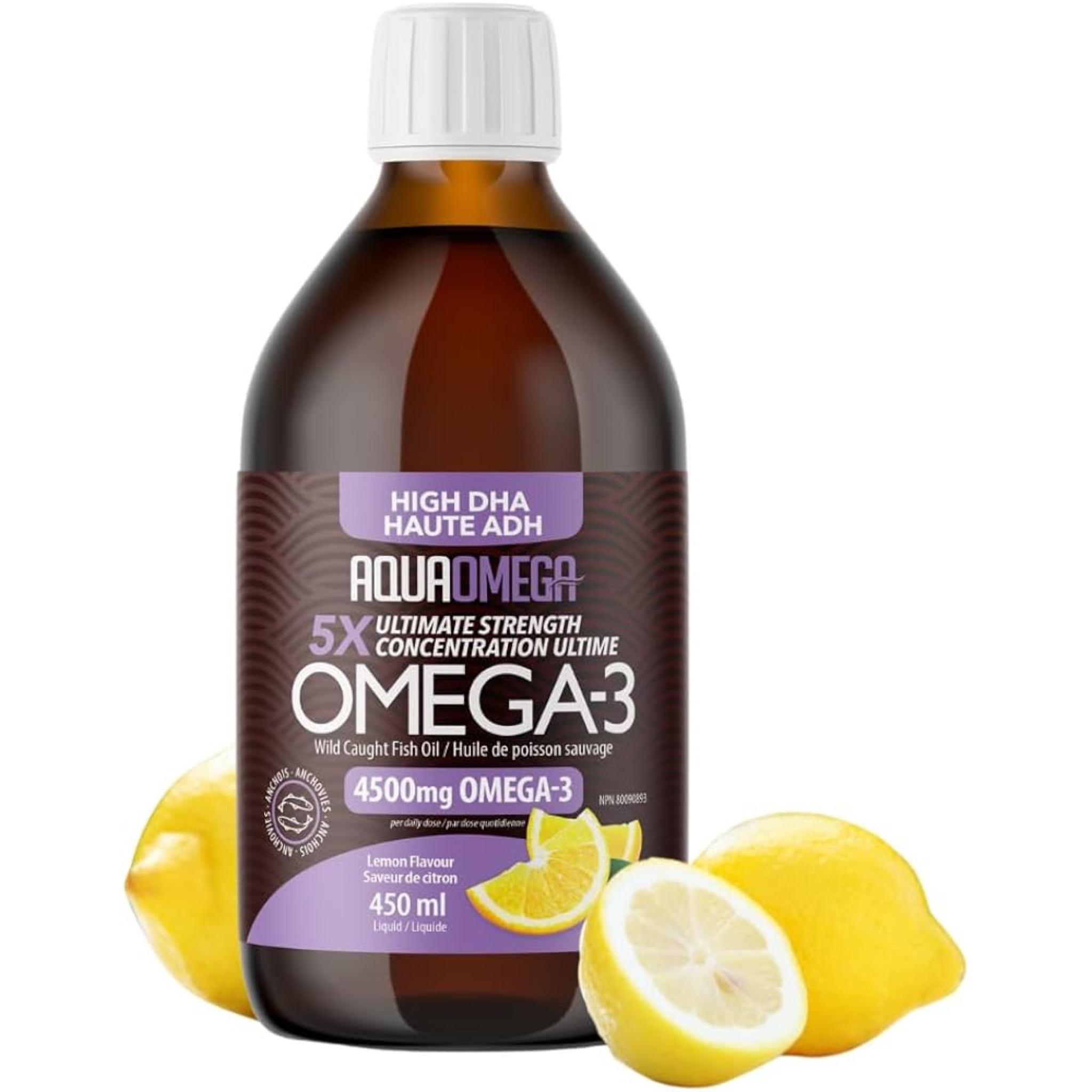 AquaOmega - High DHA 5X Omega-3 Lemon - 4500mg 450ml