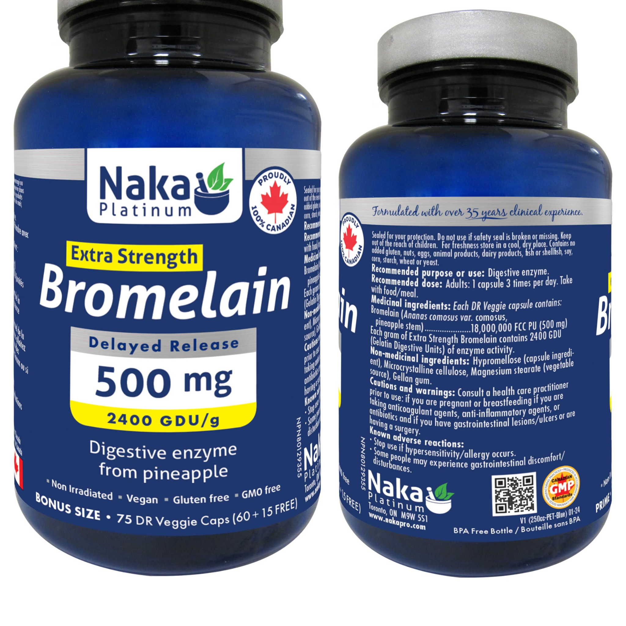 Naka - Extra Strength Bromelain - 500mg 75 Veg Capsules