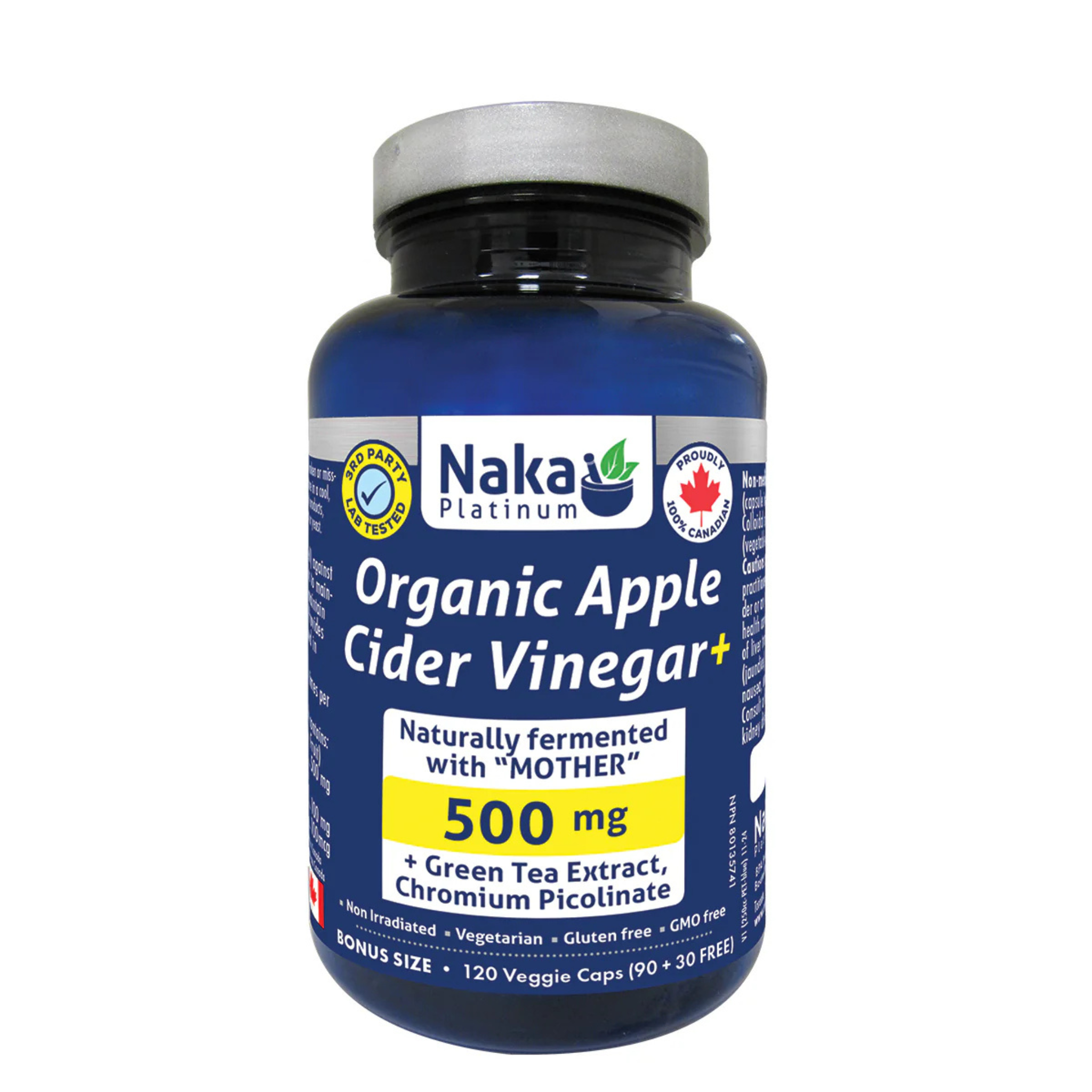 Naka - Organic Apple Cider Vinegar+ - 500mg 120 Veg Capsules