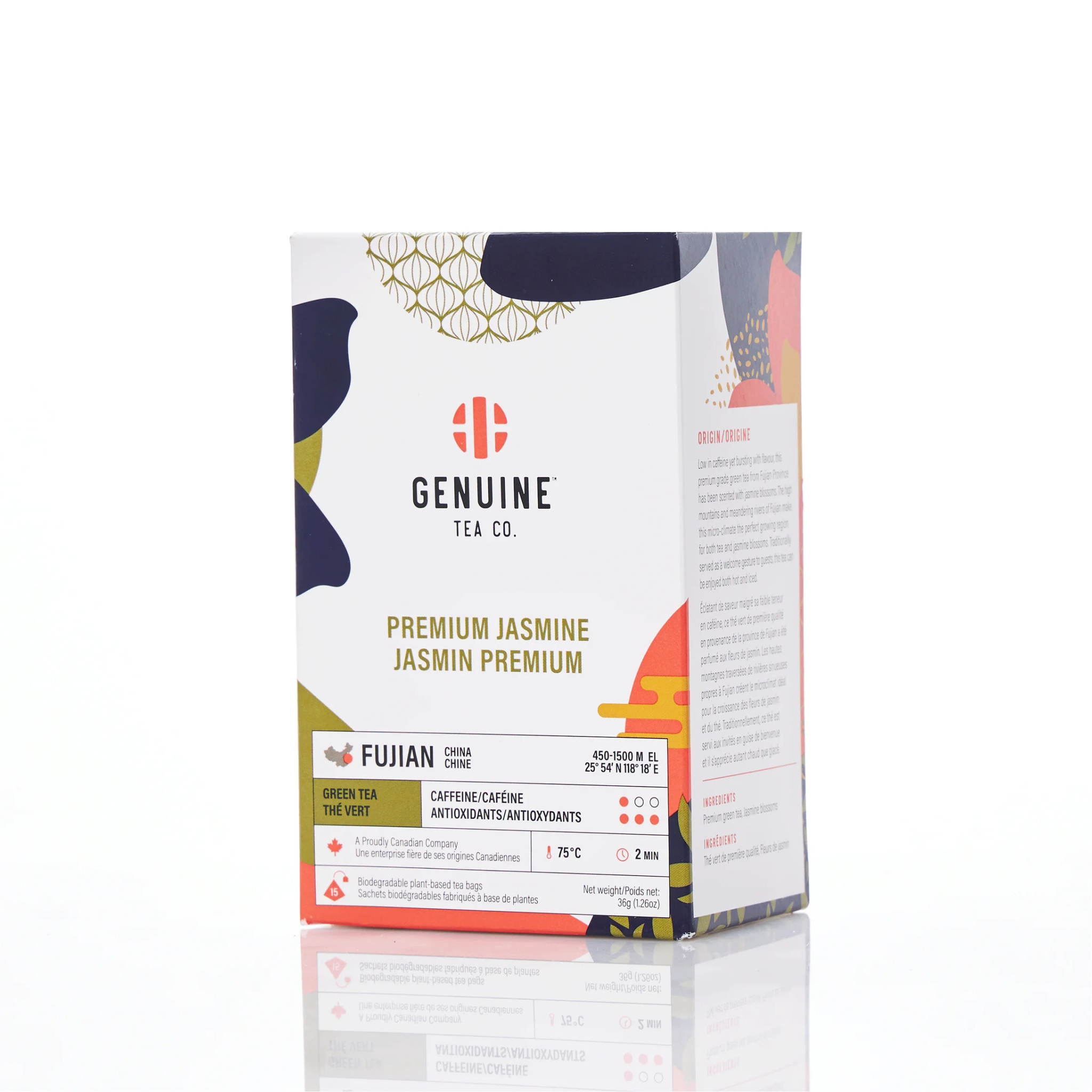 Genuine Tea - Premium Jasmine Pyramid - 15 Tea Bags