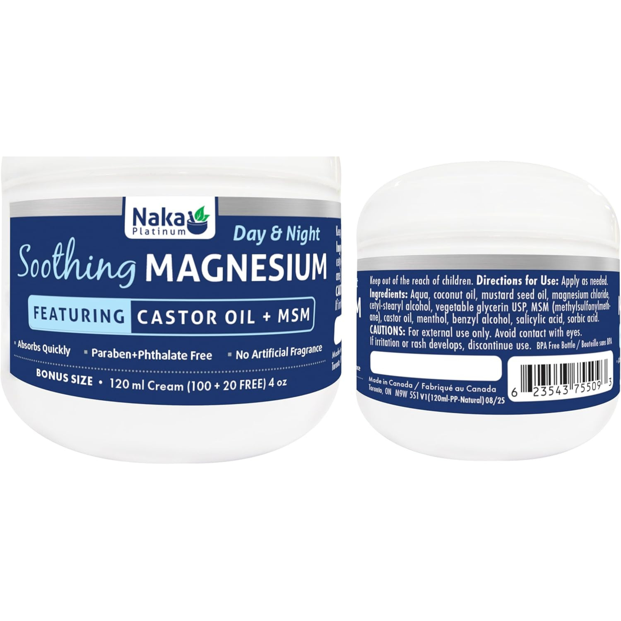 Naka - Soothing Magnesium Cream +Castor Oil + MSM - 120ml