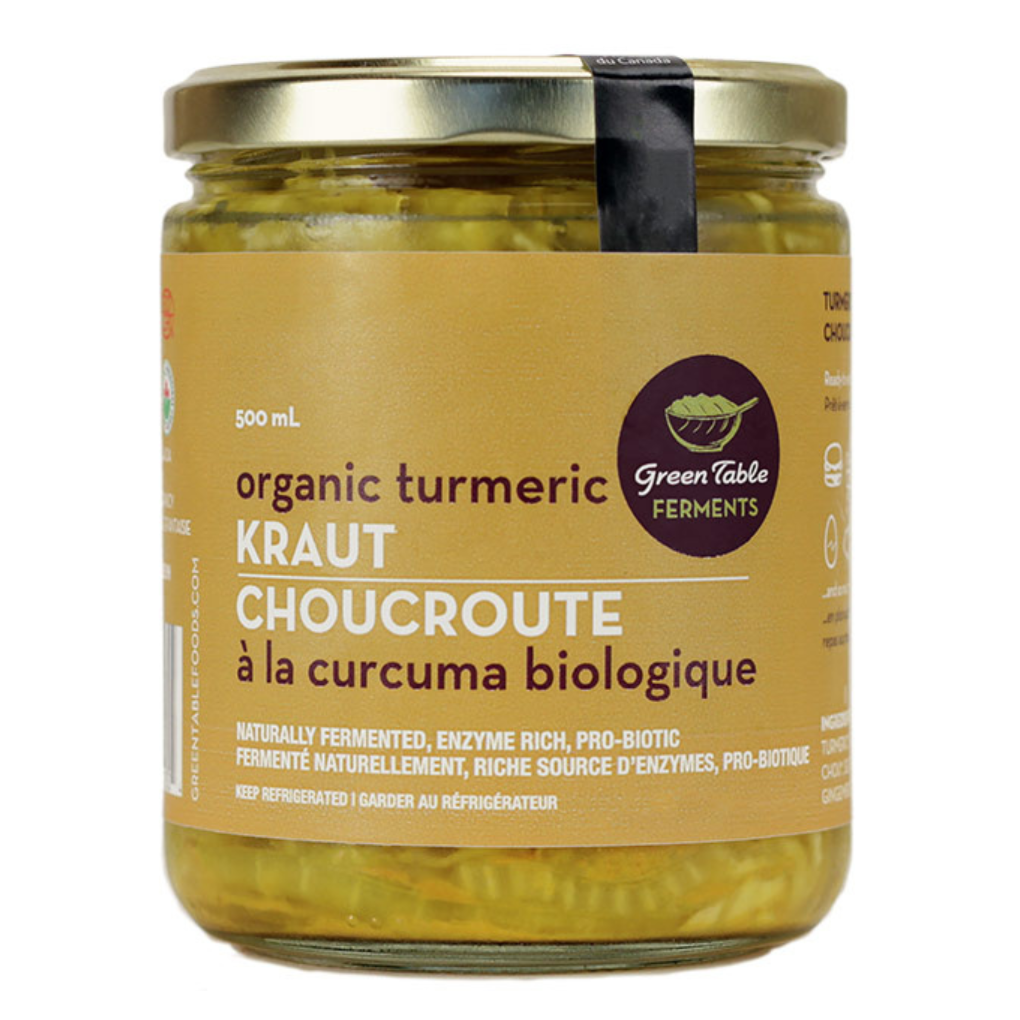 Green Table Foods-  Organic Turmeric Sauerkraut - 500ml (IN STORE PICKUP ONLY)