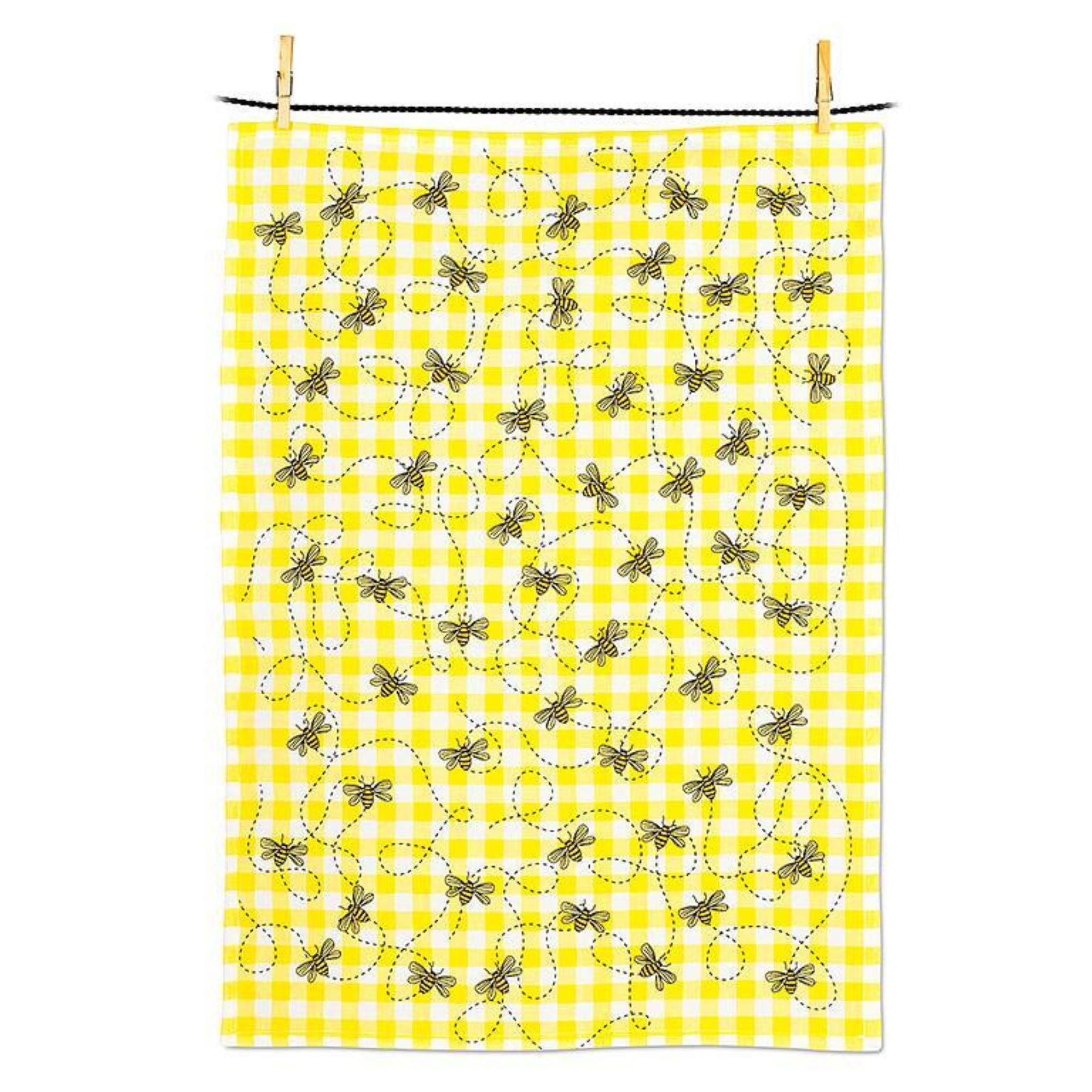 Abbott - Tea Towel Gingham & Bees Yellow