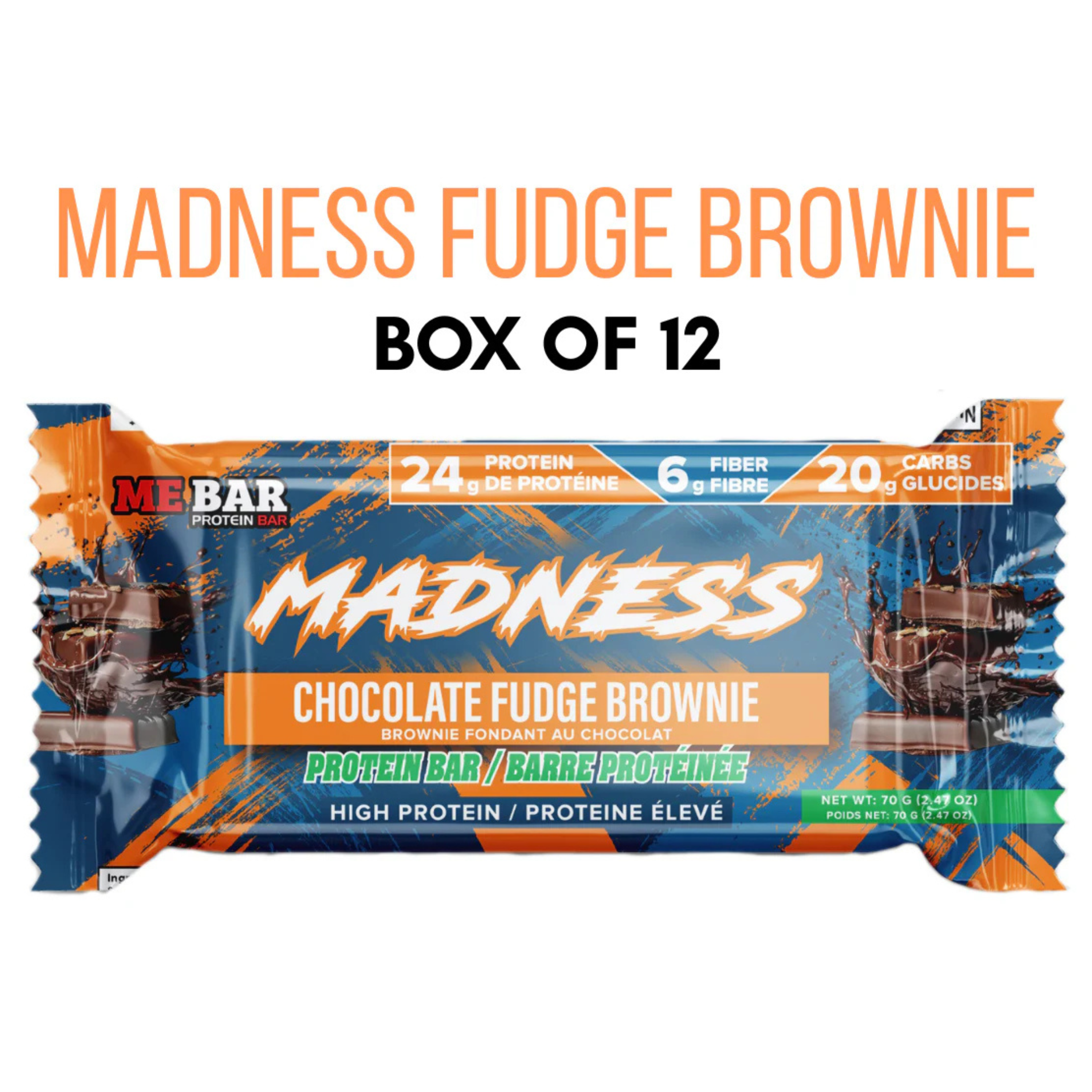 Me Bar - Madness Chocolate Fudge Brownie - Box of 12 (ONLINE ONLY)