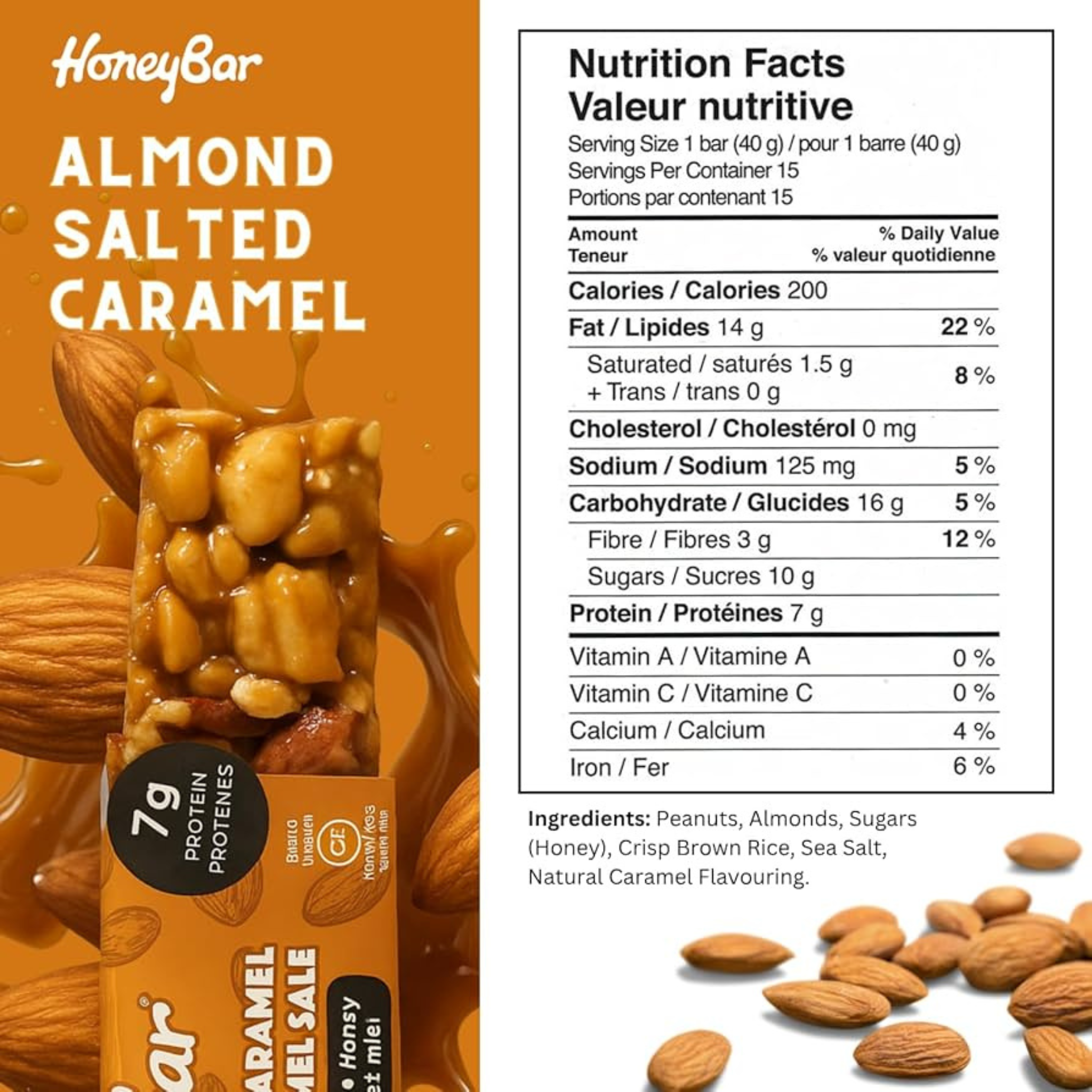 Honey Bar - Almond Salted Caramel Bar - 40g