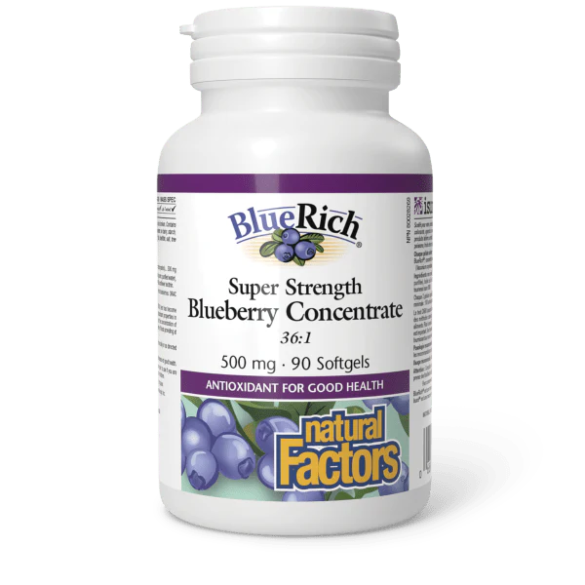 Natural Factors - BlueRich Super Strength Blueberry Concentrate - 500mg 90 Softgels
