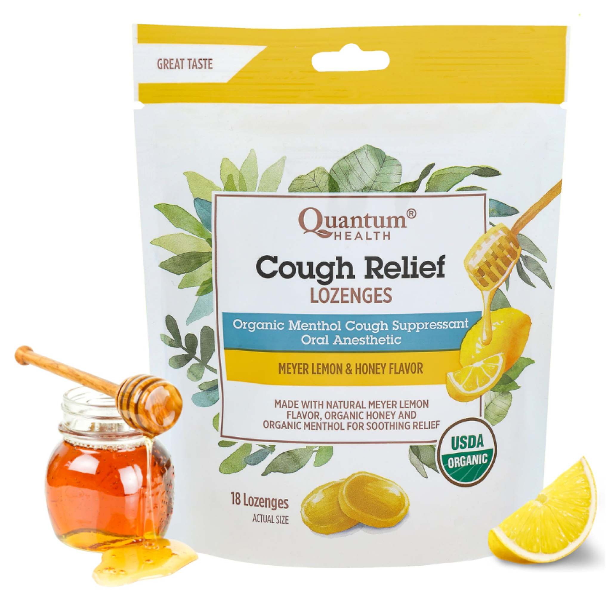 Quantum Health - Cough Relief Honey Lemon - 18 Lozenges