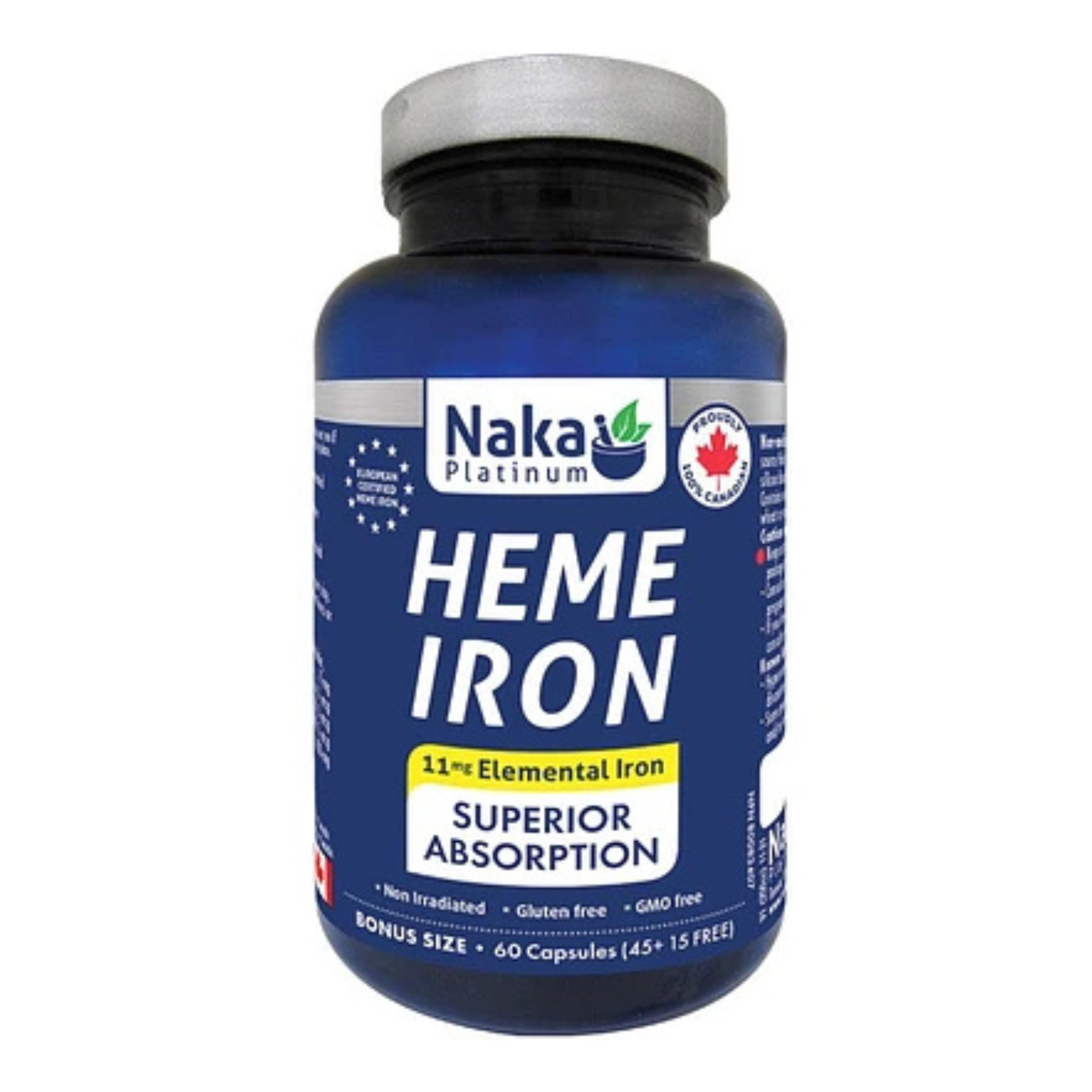Naka - Heme Iron (Bovine Source) - 60 Capsules