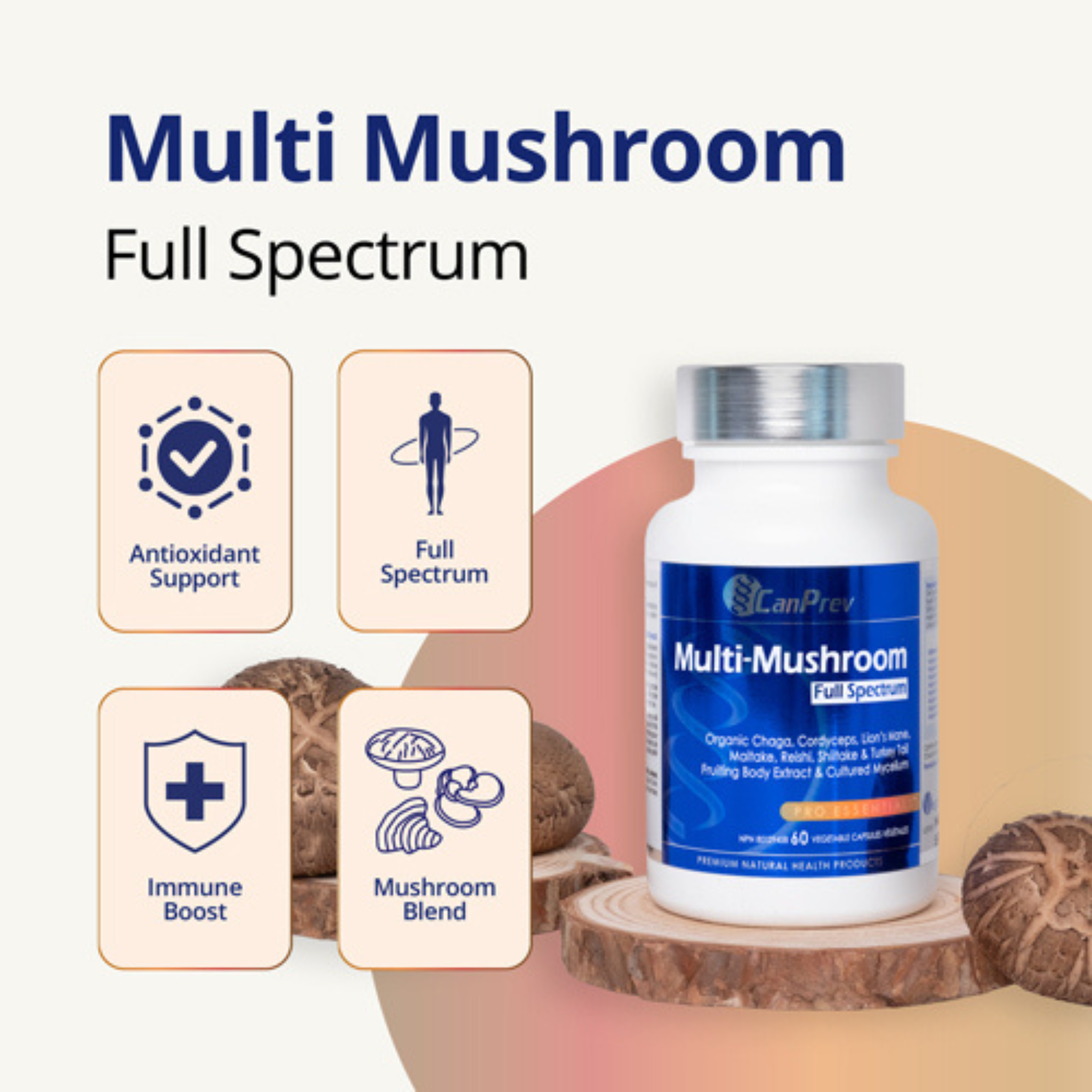 CanPrev - Multi-Mushroom Full Spectrum - 60 Veg Capsules