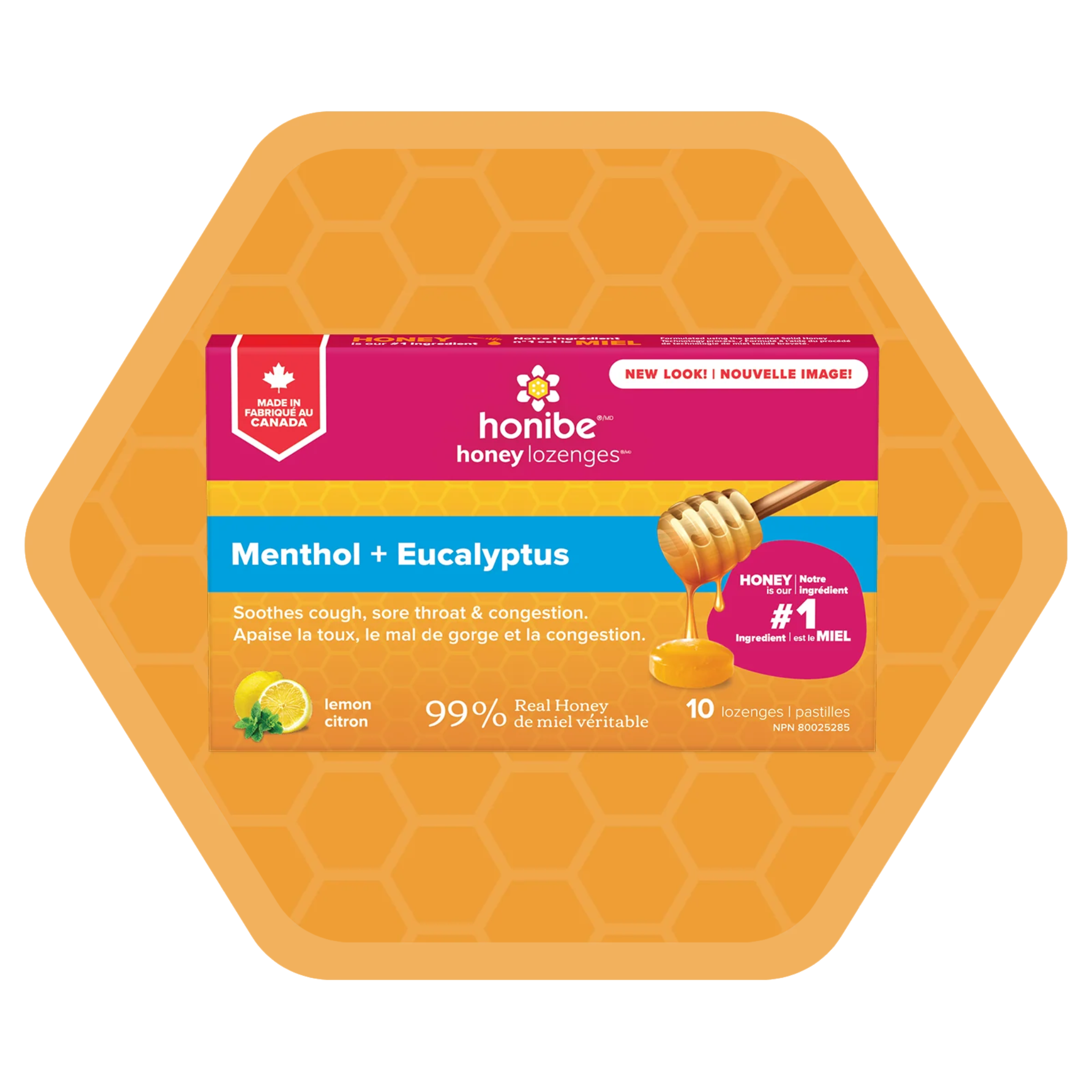 Honibe - Honey Lozenges Menthol + Eucalyptus Lemon Flavour - 10 Lozenges
