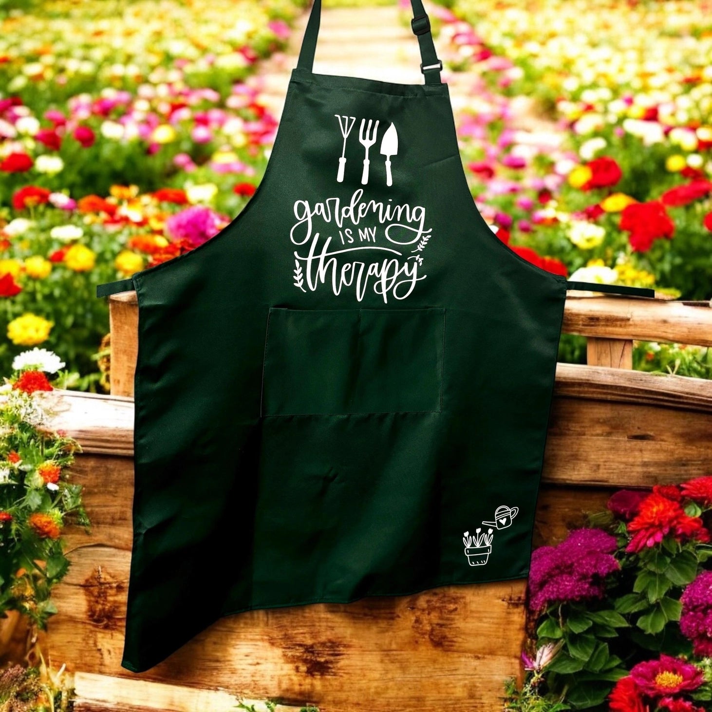 Fuschia Designs Shop - Garden Apron with Pockets Green with Charming Design Choices