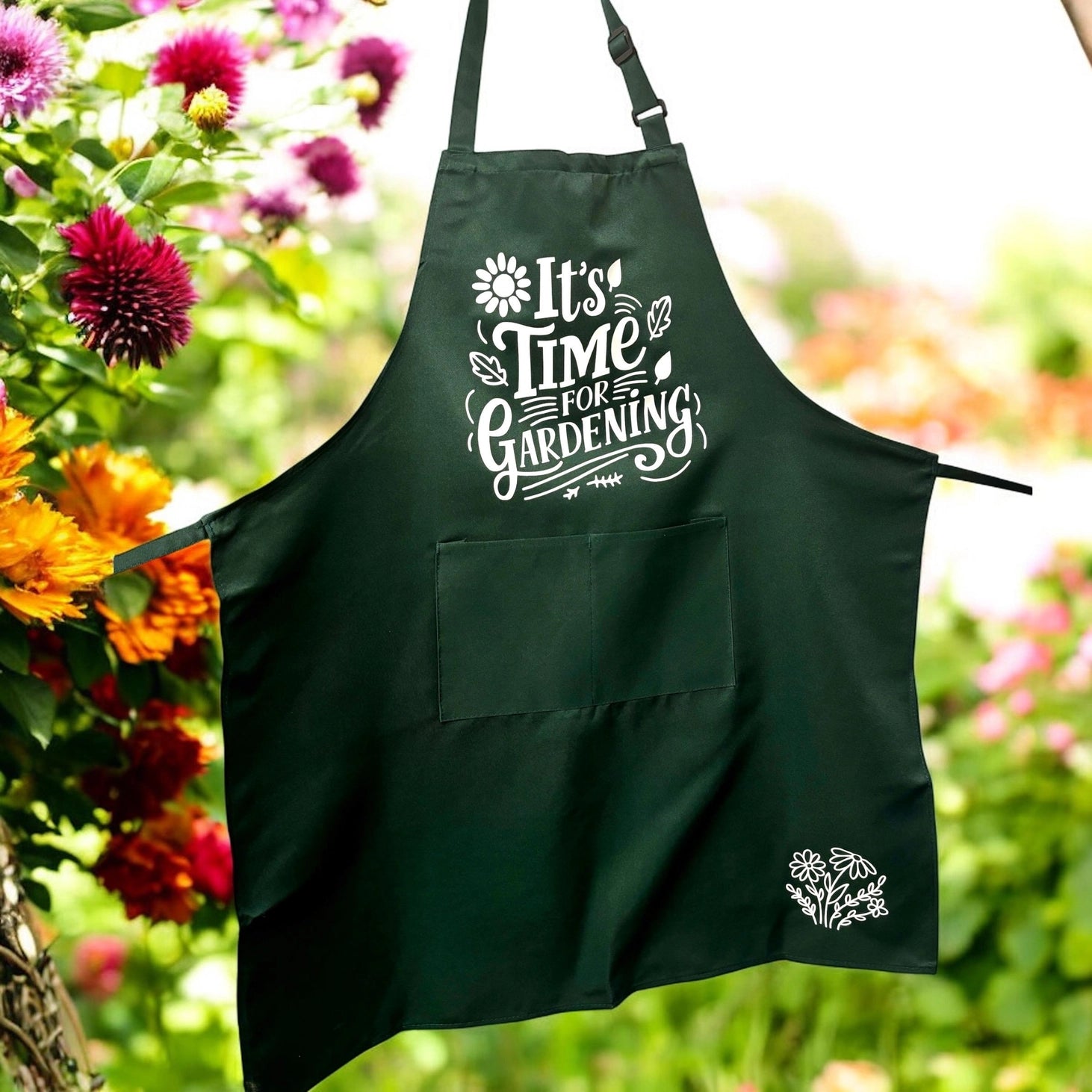 Fuschia Designs Shop - Garden Apron with Pockets Green with Charming Design Choices