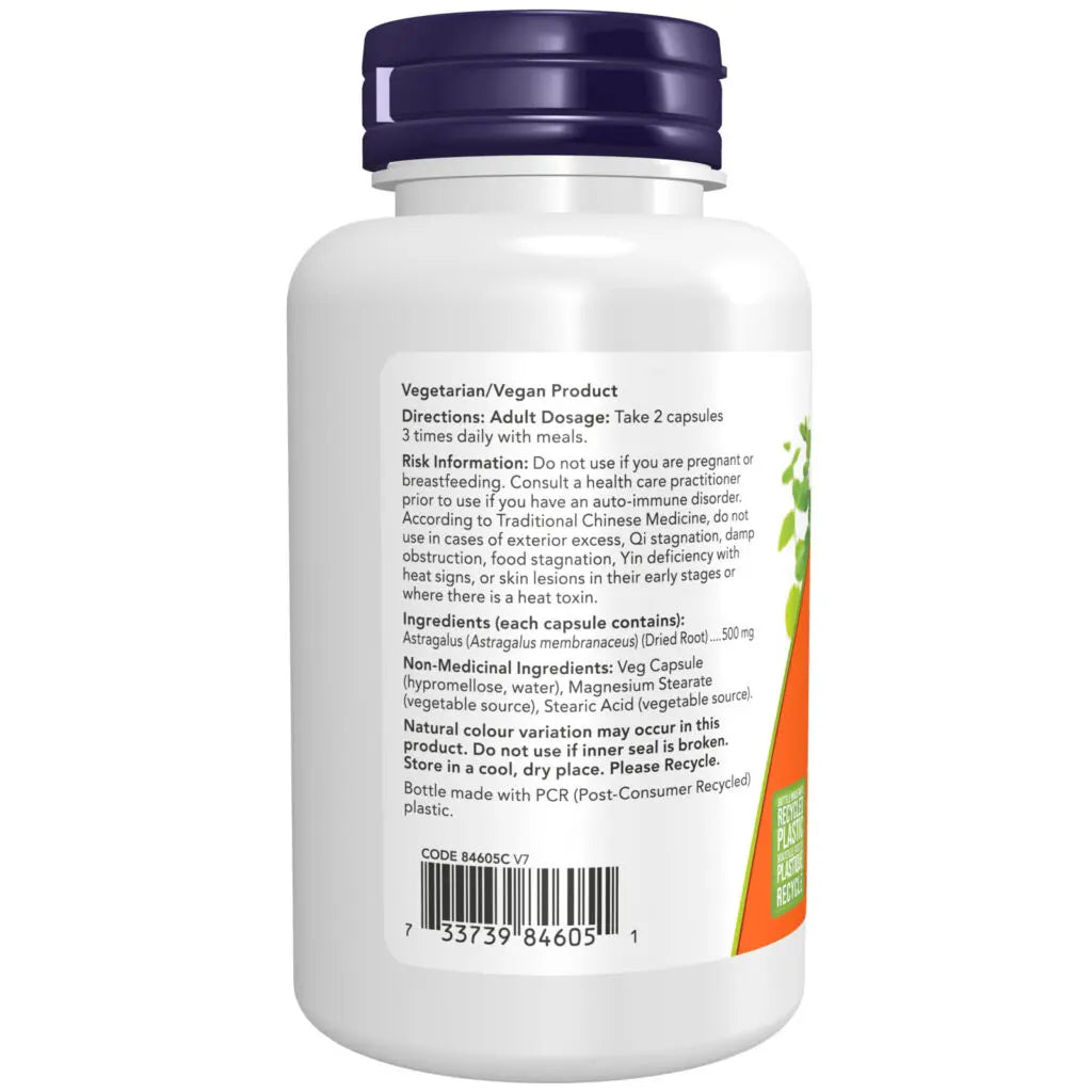 Now - Astragalus - 500mg 100 Veg Capsules
