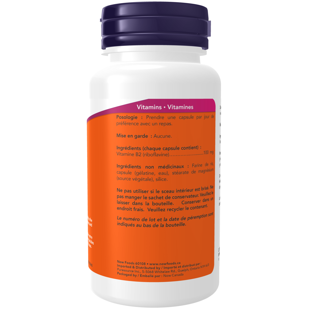 Now - Vitamin B-2 - 100mg 100 Capsules