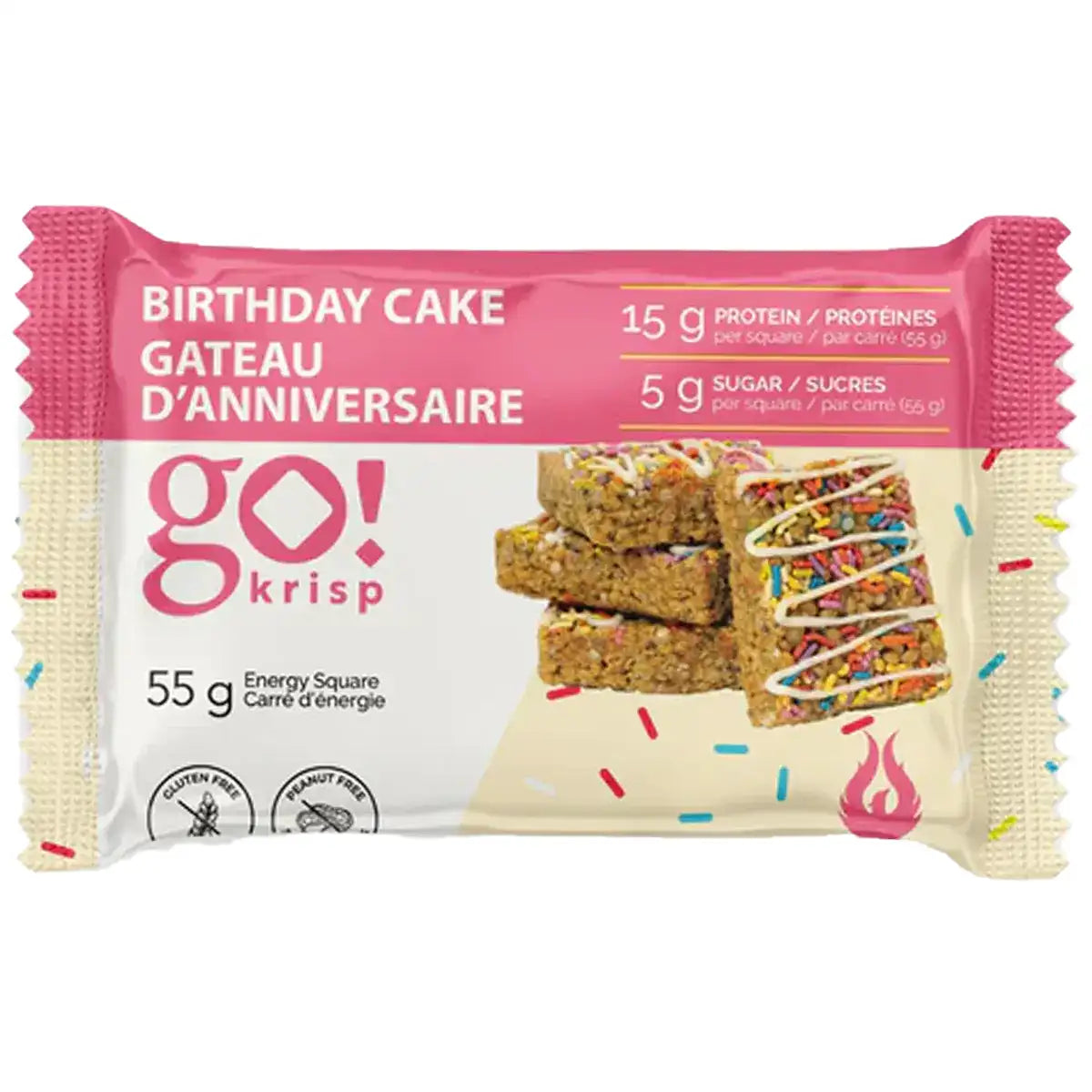 GO! Krisp - Birthday Cake Energy Square - 55g (BB Mar 6, 2026)