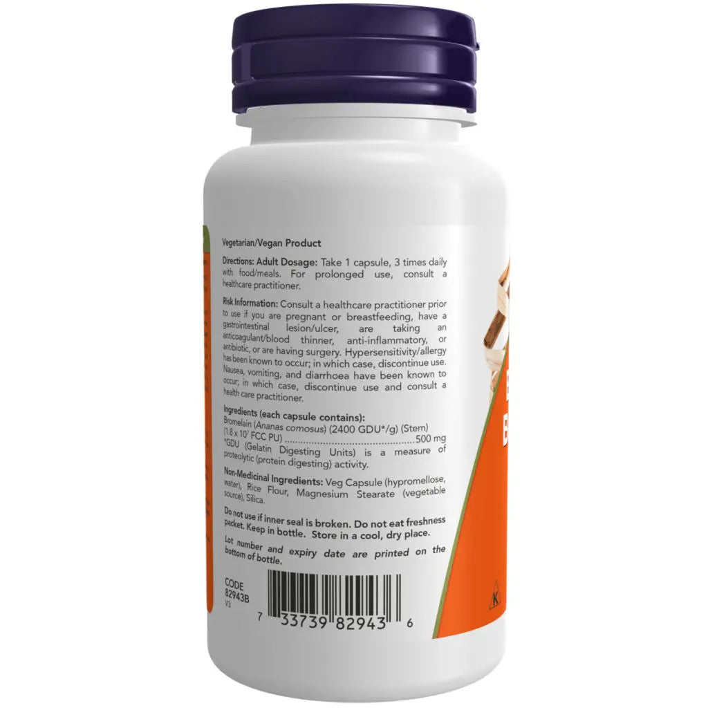 Now - Bromelain - 500mg 2400 GDU/g 60 Veg Capsules