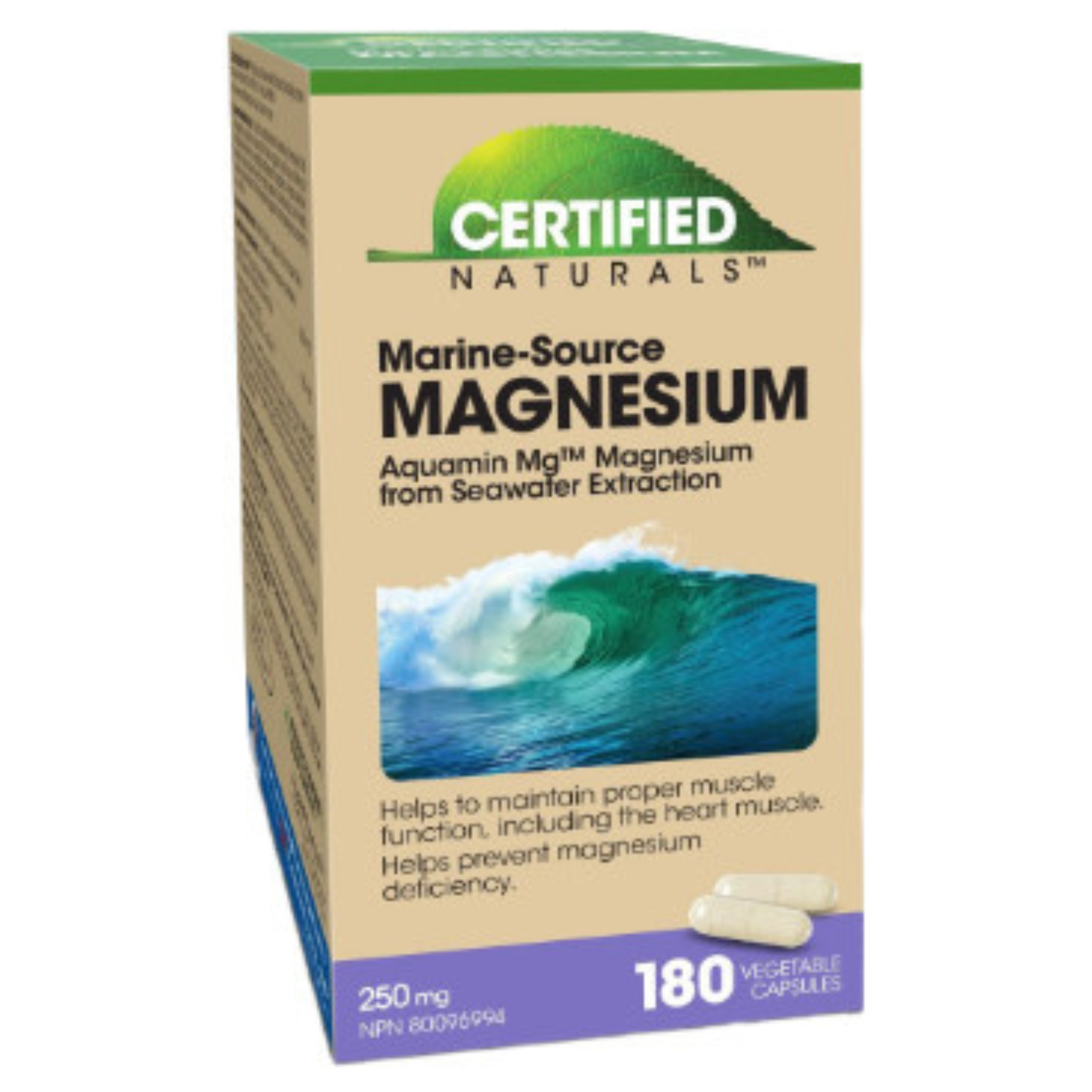 Certified Naturals - Marine-Source Magnesium Capsules with Aquamin - 250mg Veg Capsules