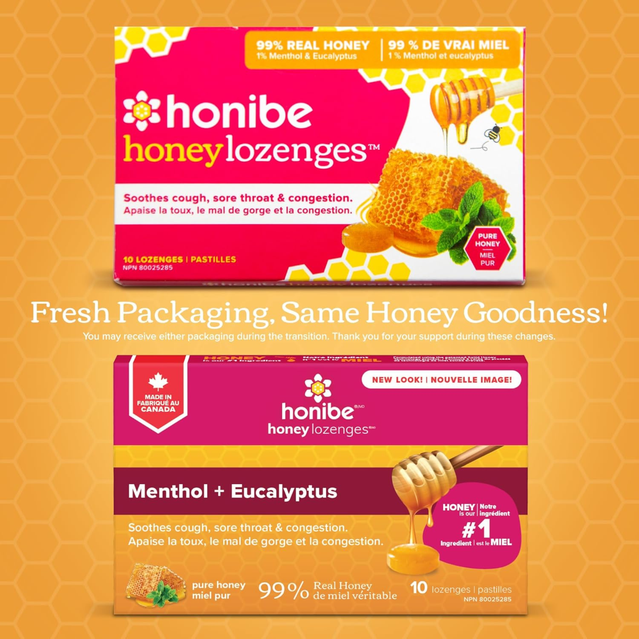 Honibe - Honey Lozenges Menthol + Eucalyptus Pure Honey - 10 Lozenges