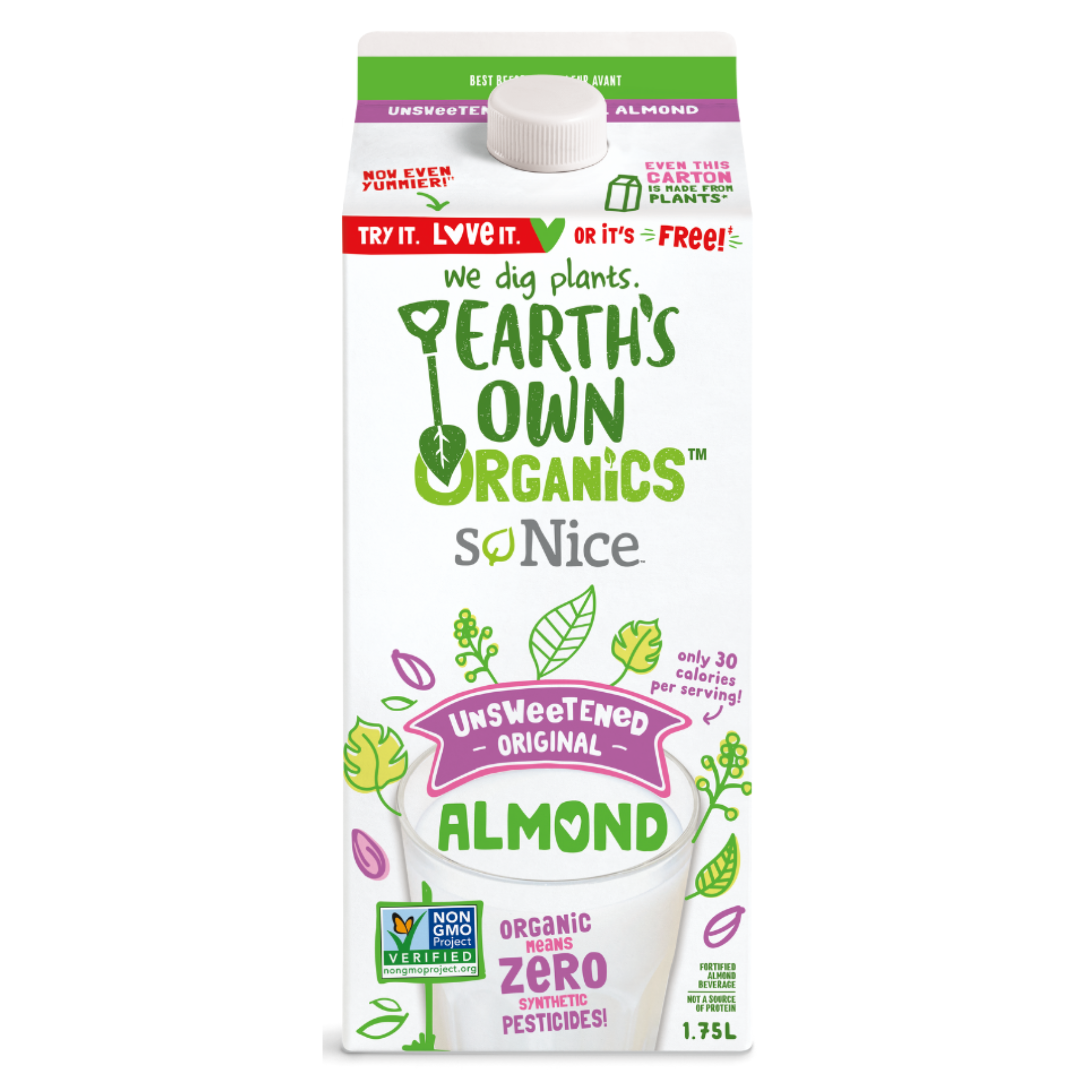 Earth's Own - Organics Almond Milk Unsweetened - 1.75L (IN STORE PICKUP ONLY)