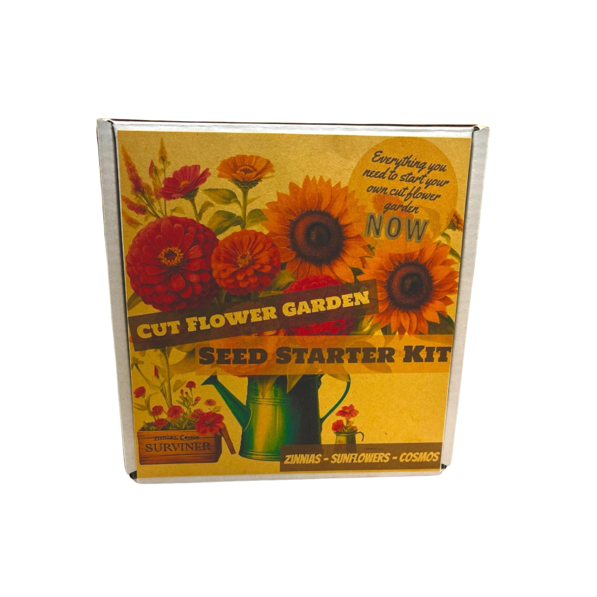 Fuschia Designs Shop - Cut Flower Garden Kit w/ Zinnia, Cosmo, and Sunflower Seeds