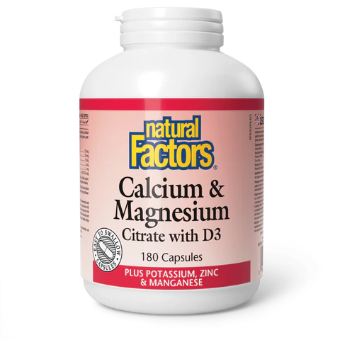 Natural Factors - Calcium & Magnesium Citrate with D3 - 150mg 180 Capsules