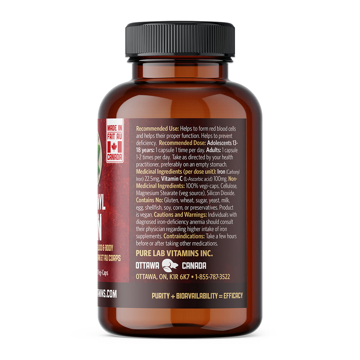 Pure Lab Vitamins - Carbonyl Iron - 22.5 mg 90 Veg Capsules