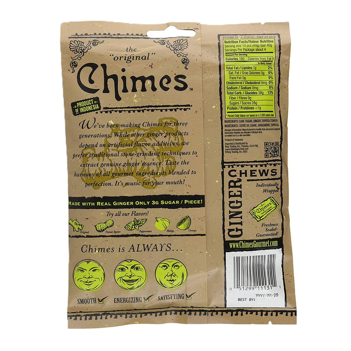 Chimes - Original Ginger Chew Bag - 141.8g