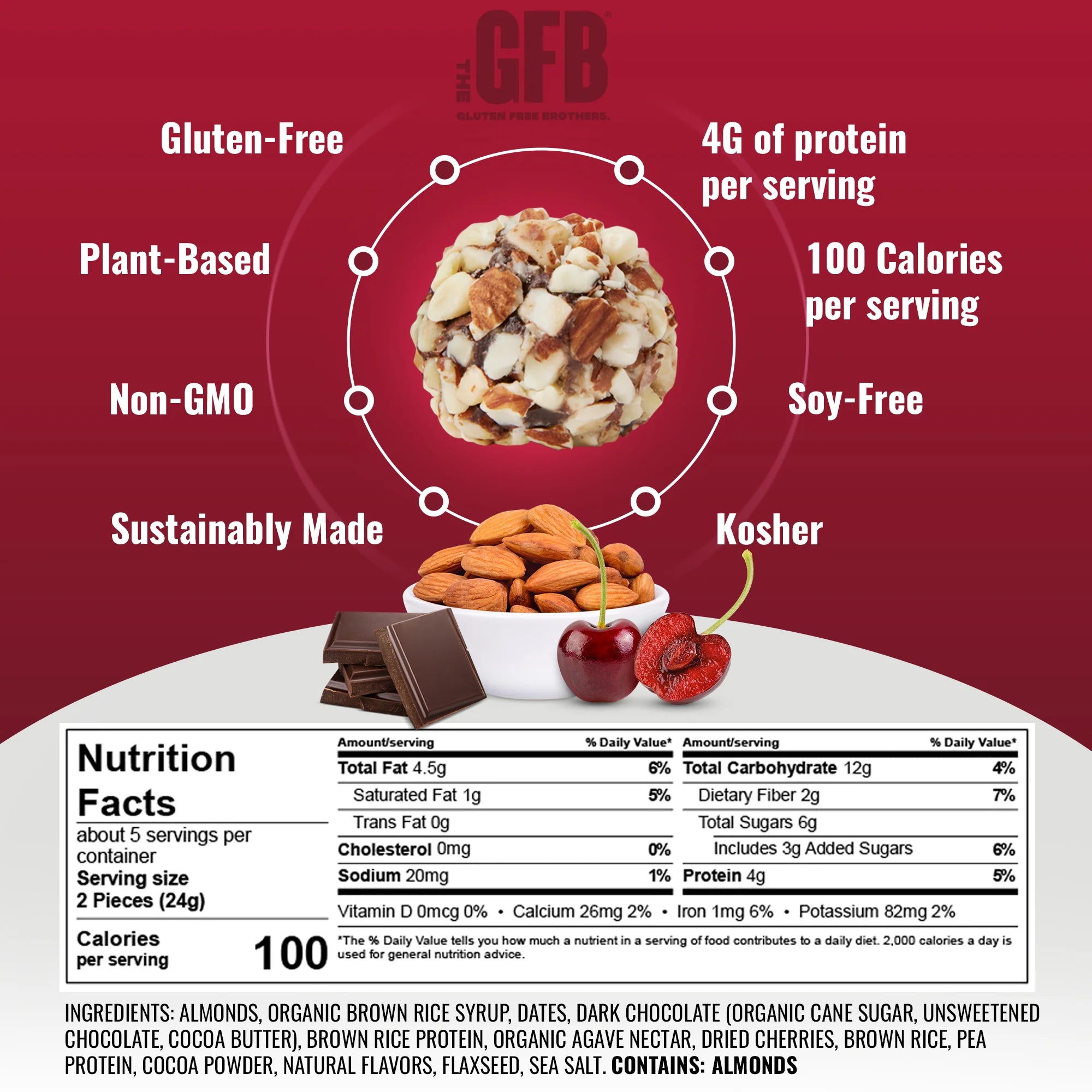 The Gluten Free Brothers - Chocolate Cherry Almond Bites - 113g