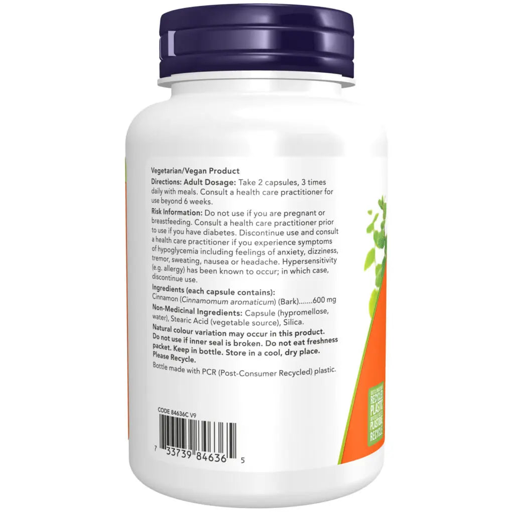 Now - Cinnamon Bark - 600mg 120 Veg Capsules
