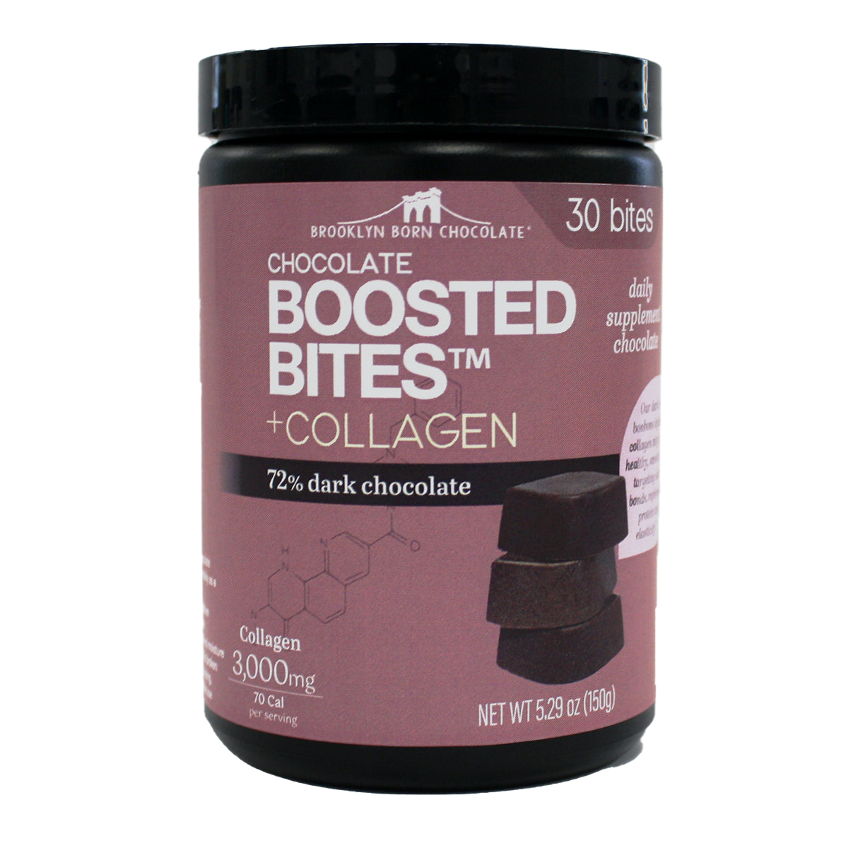 Brooklyn Born Chocolate - Boosted Bites +Peptide Collagen 72% Dark Chocolate