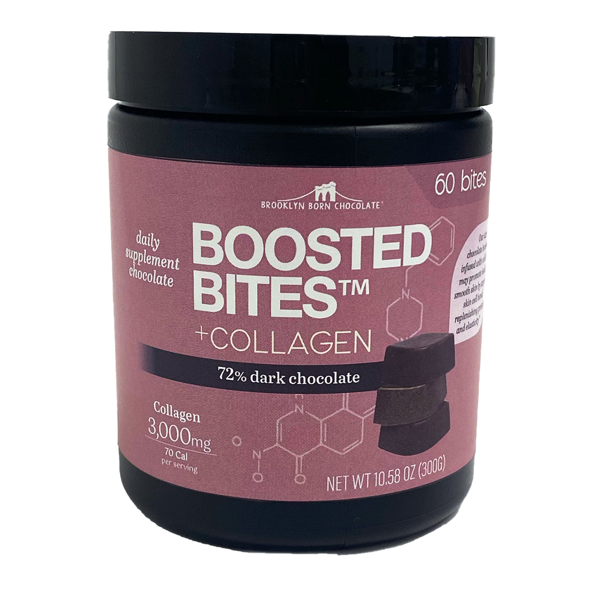 Brooklyn Born Chocolate - Boosted Bites +Peptide Collagen 72% Dark Chocolate