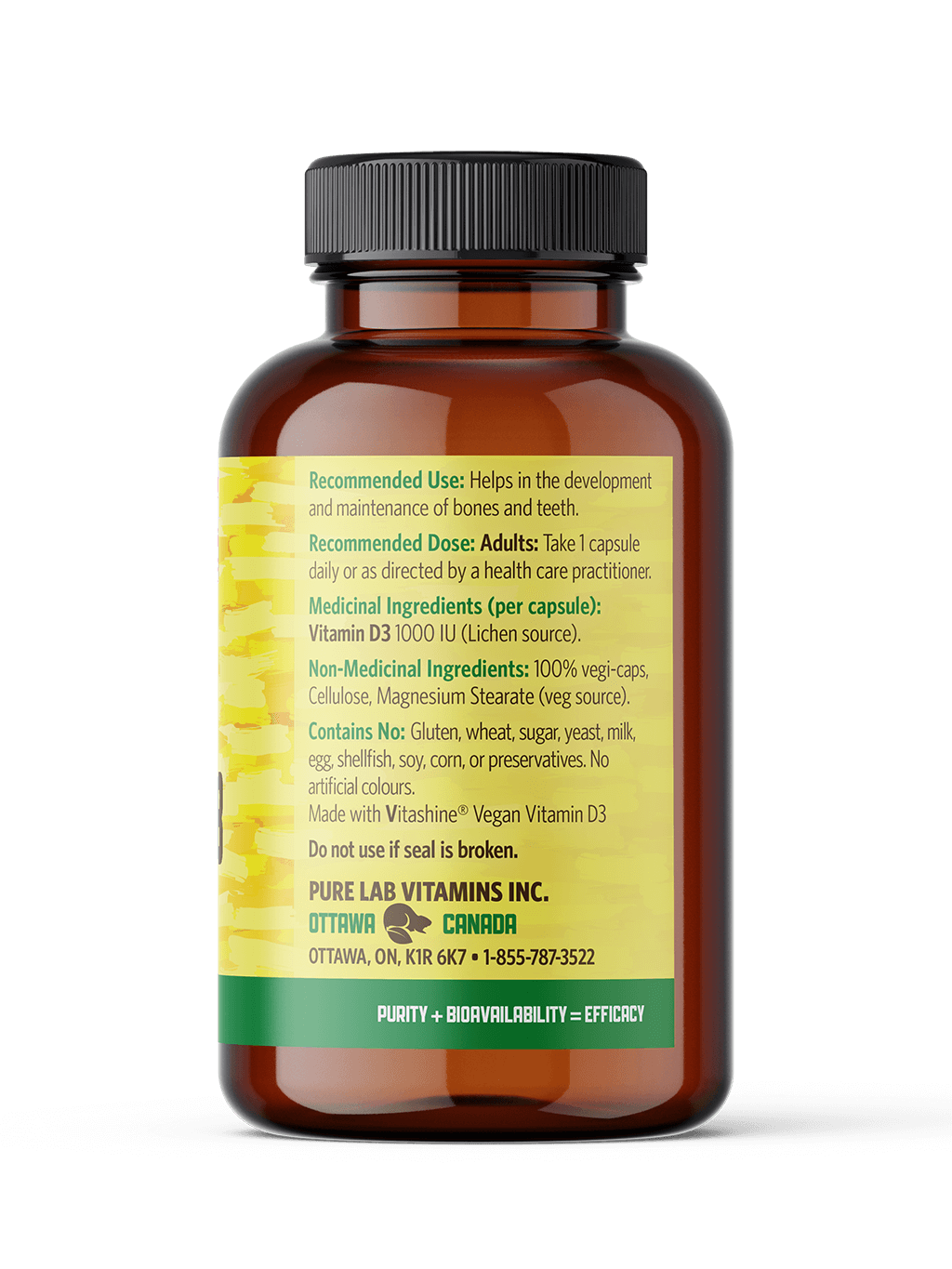 Pure Lab Vitamins - Vegan Vitamin D3 - 1000IU 240 Veg Capsules