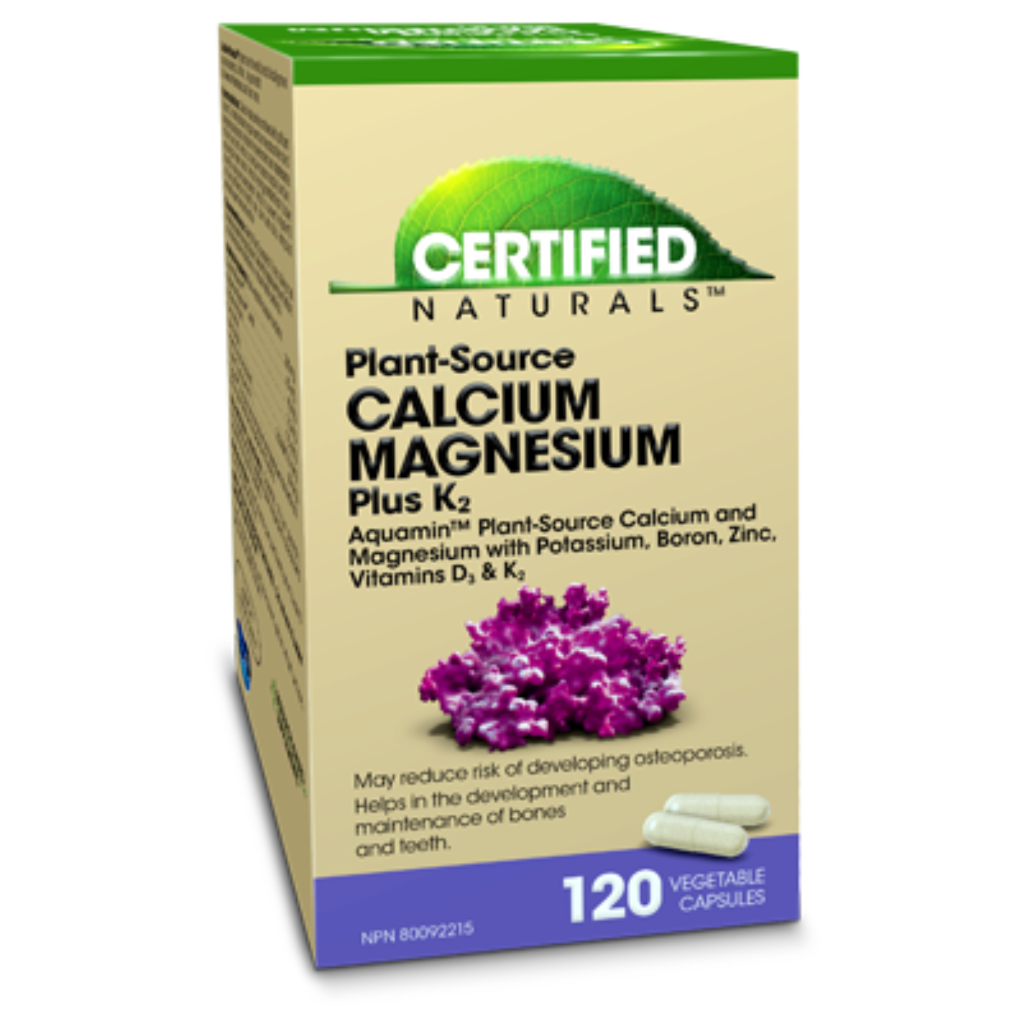 Certified Naturals - Cal-Mag plus K2 - 120 Veg Capsules