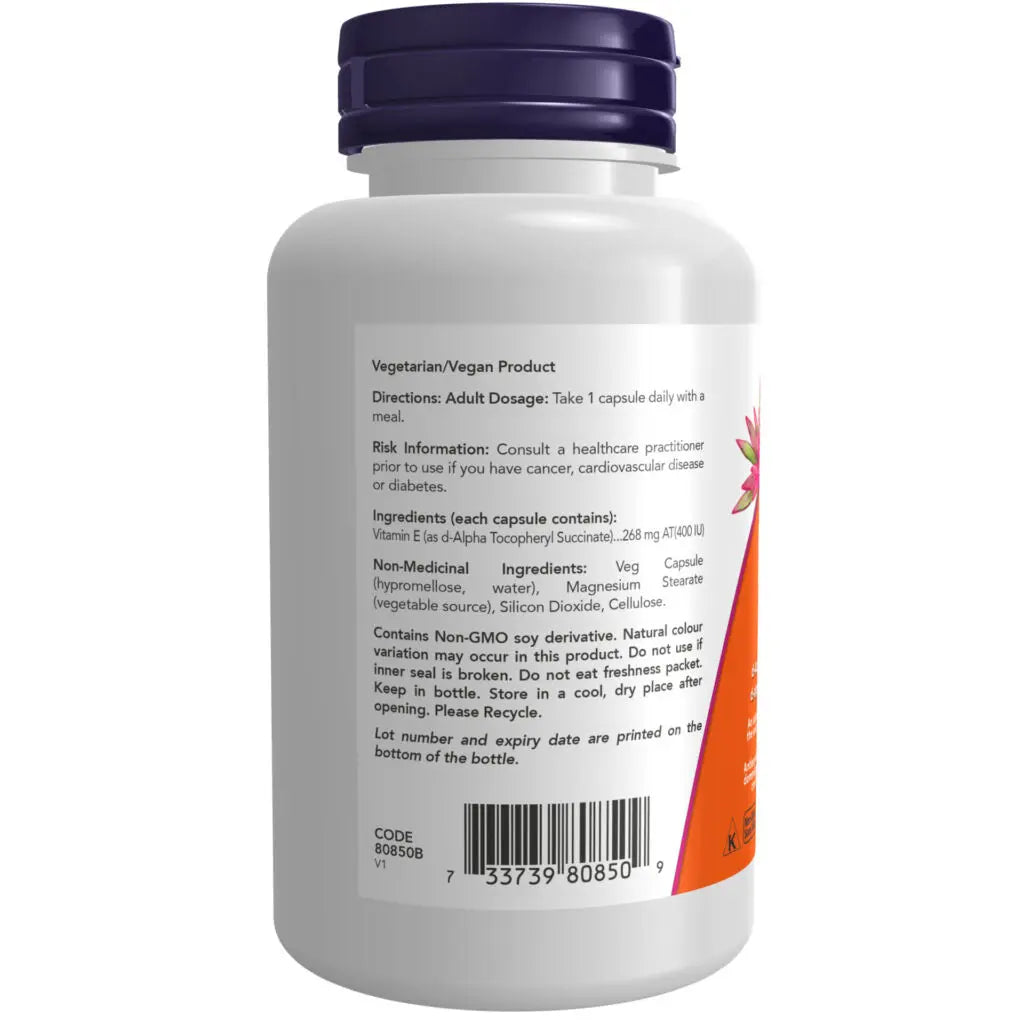 Now - Vegetarian Dry Vitamin E - 400IU 100 Veg Capsules