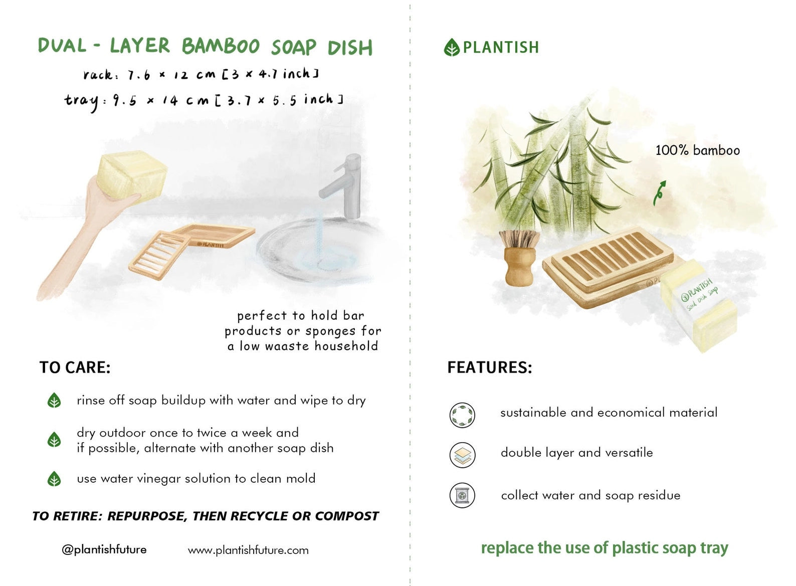 Plantish - Dual Layer Bamboo Soap Dish