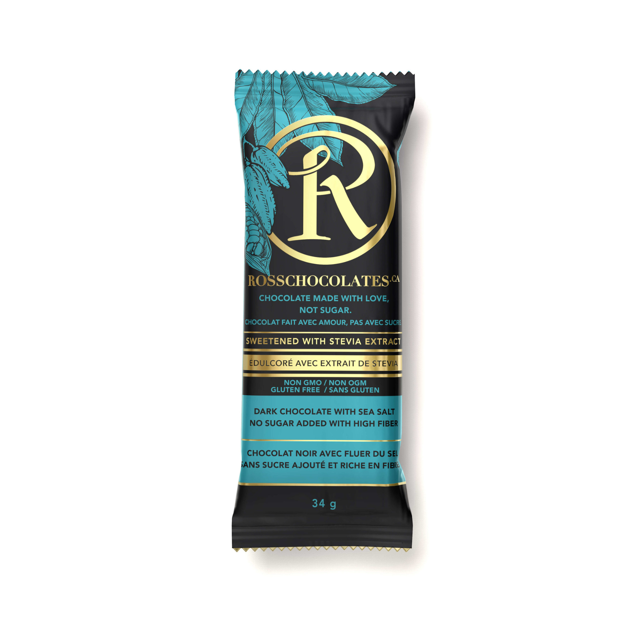 Ross Chocolates - Dark Chocolate Sea Salt Bars - 34g (DSL)
