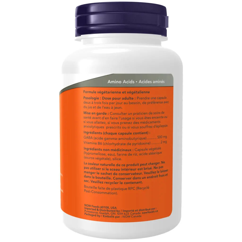 Now - GABA  500mg + B6 - Veg Capsules