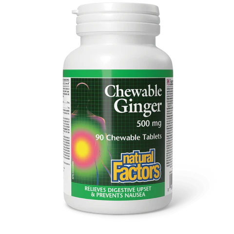 Natural Factors -  Chewable Ginger - 500mg 90 Chewable Tablets