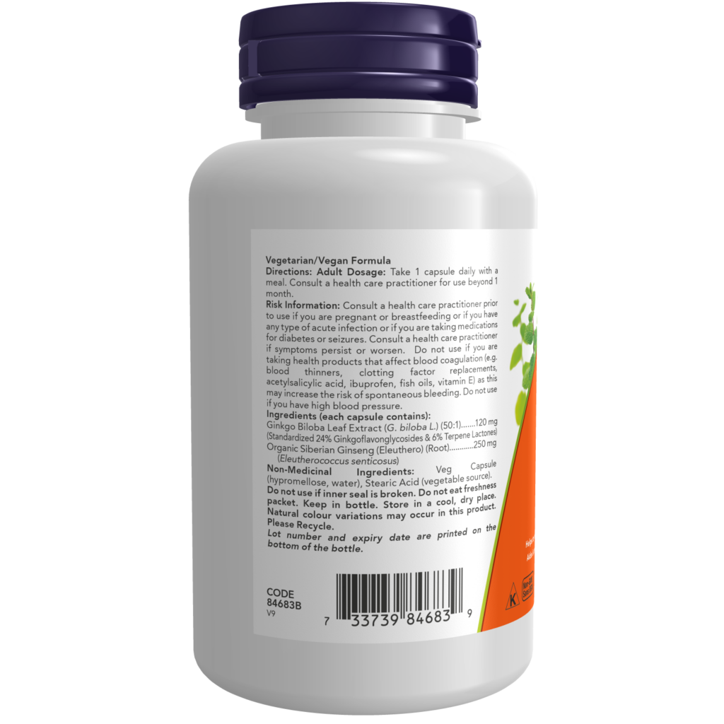 Now - Ginkgo Biloba - 120mg 100 Veg Capsules