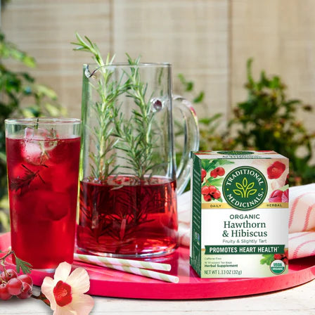 Traditional Medicinals - Organic Hawthorn & Hibiscus - 16 Tea Bags