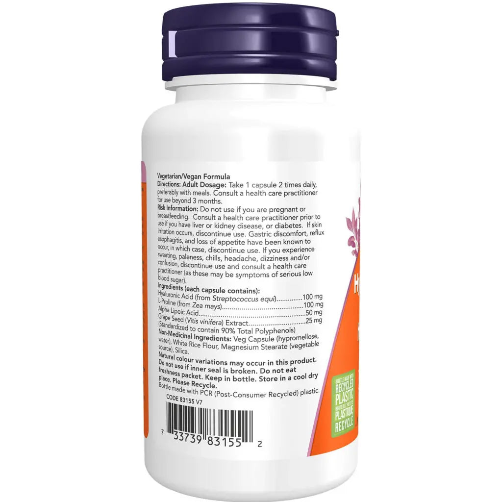 Now - Hyaluronic Acid - 100mg Veg Capsules