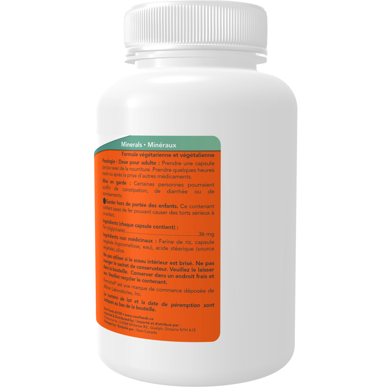 Now - Iron Bysglycinate - 36mg 90 Veg Capsules
