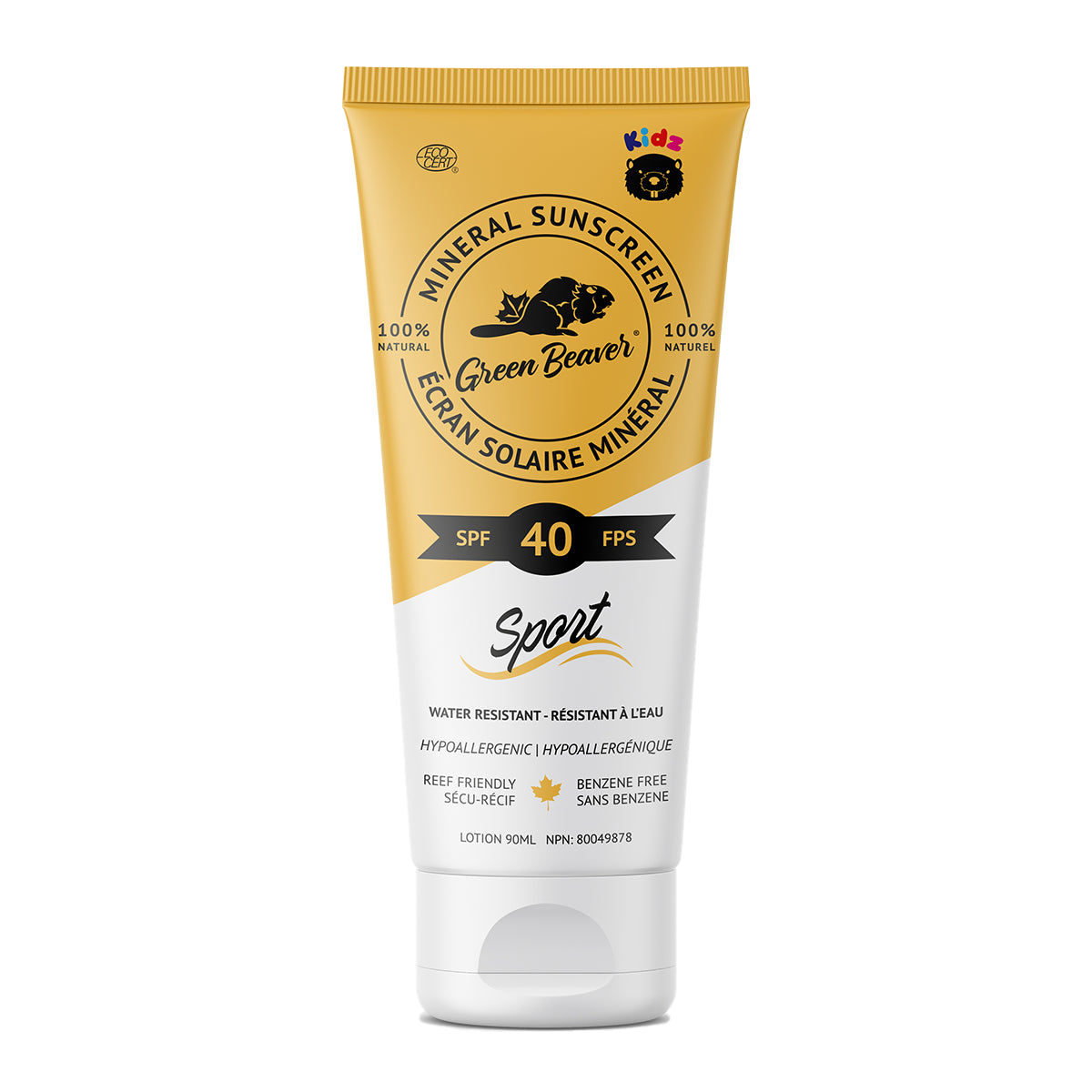 Green Beaver - Organic Kids Mineral Sunscreen SPF40 Sport - 90mL