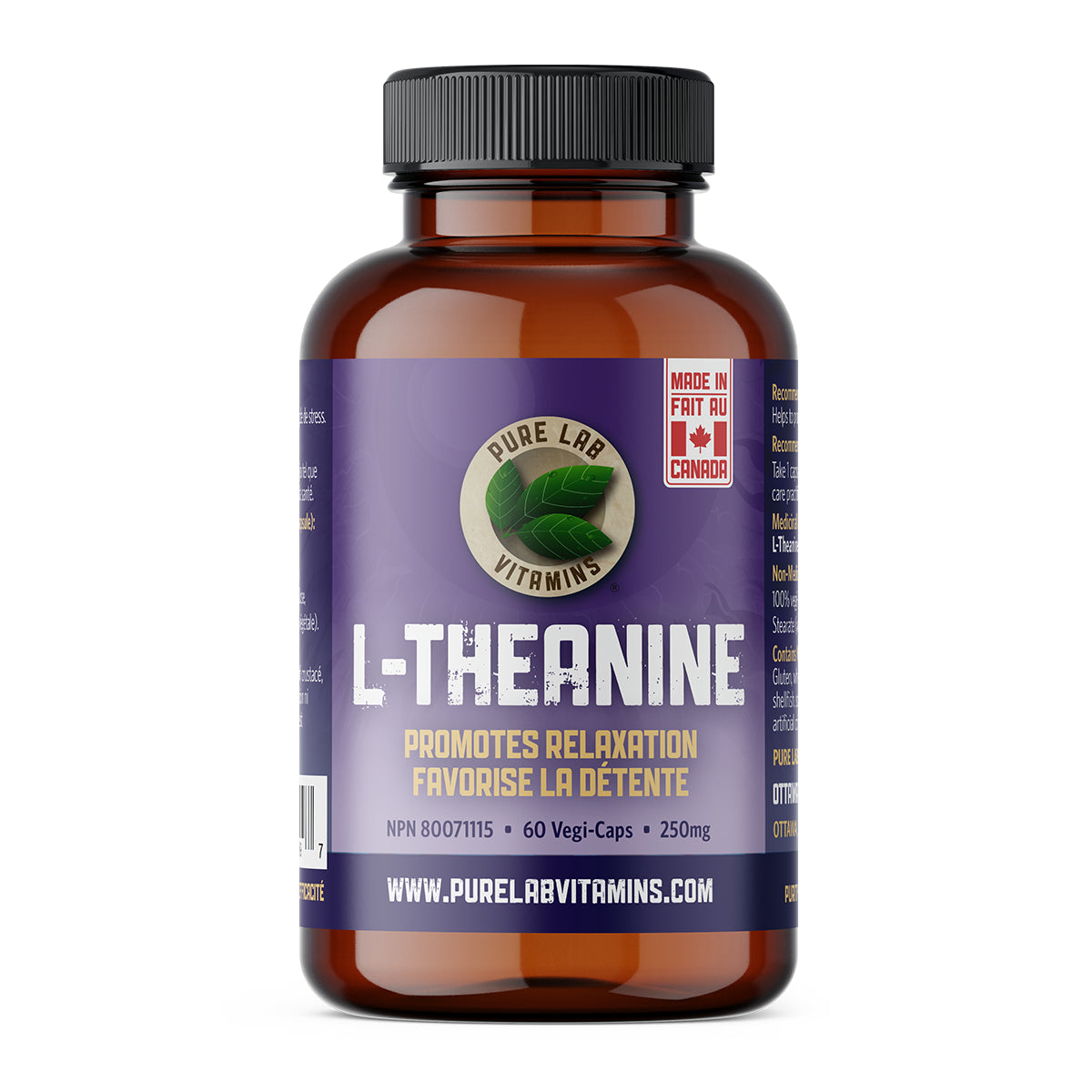 Pure Lab Vitamins - L-Theanine - 250mg 60 Veg Capsules