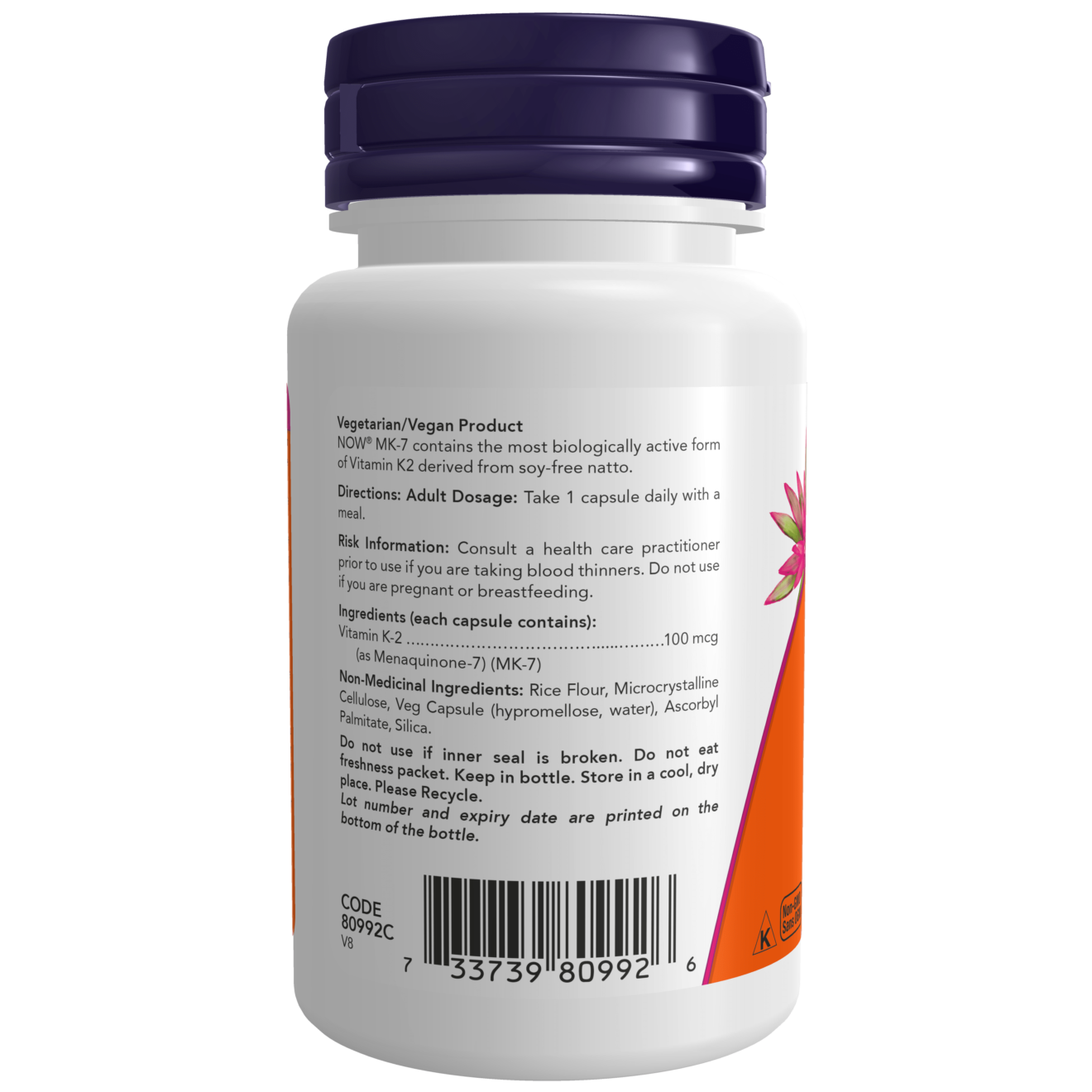Now - MK-7 Vitamin K-2 - 100 mcg 60 Veg Capsules